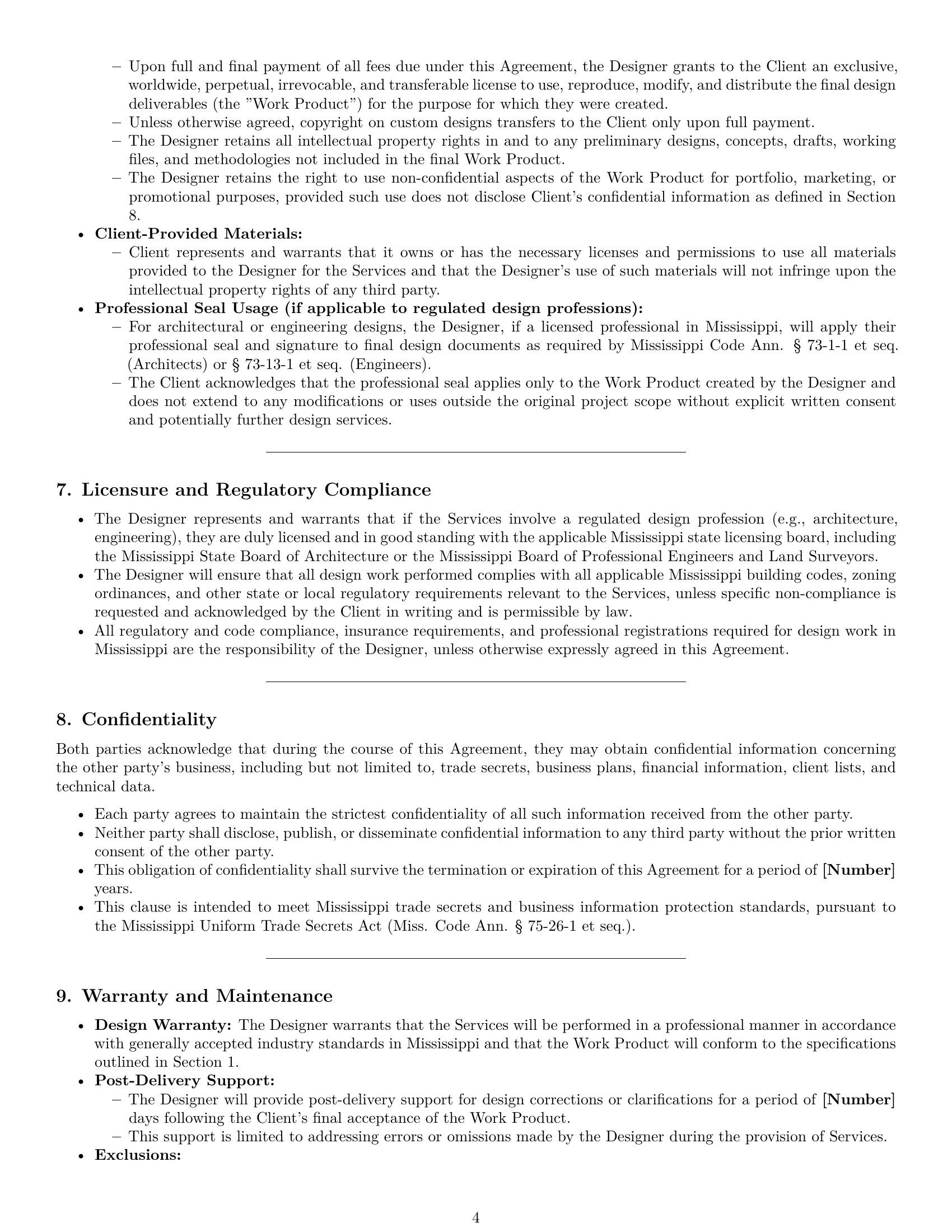 Preview page 4 of Pro Mississippi design service contract template