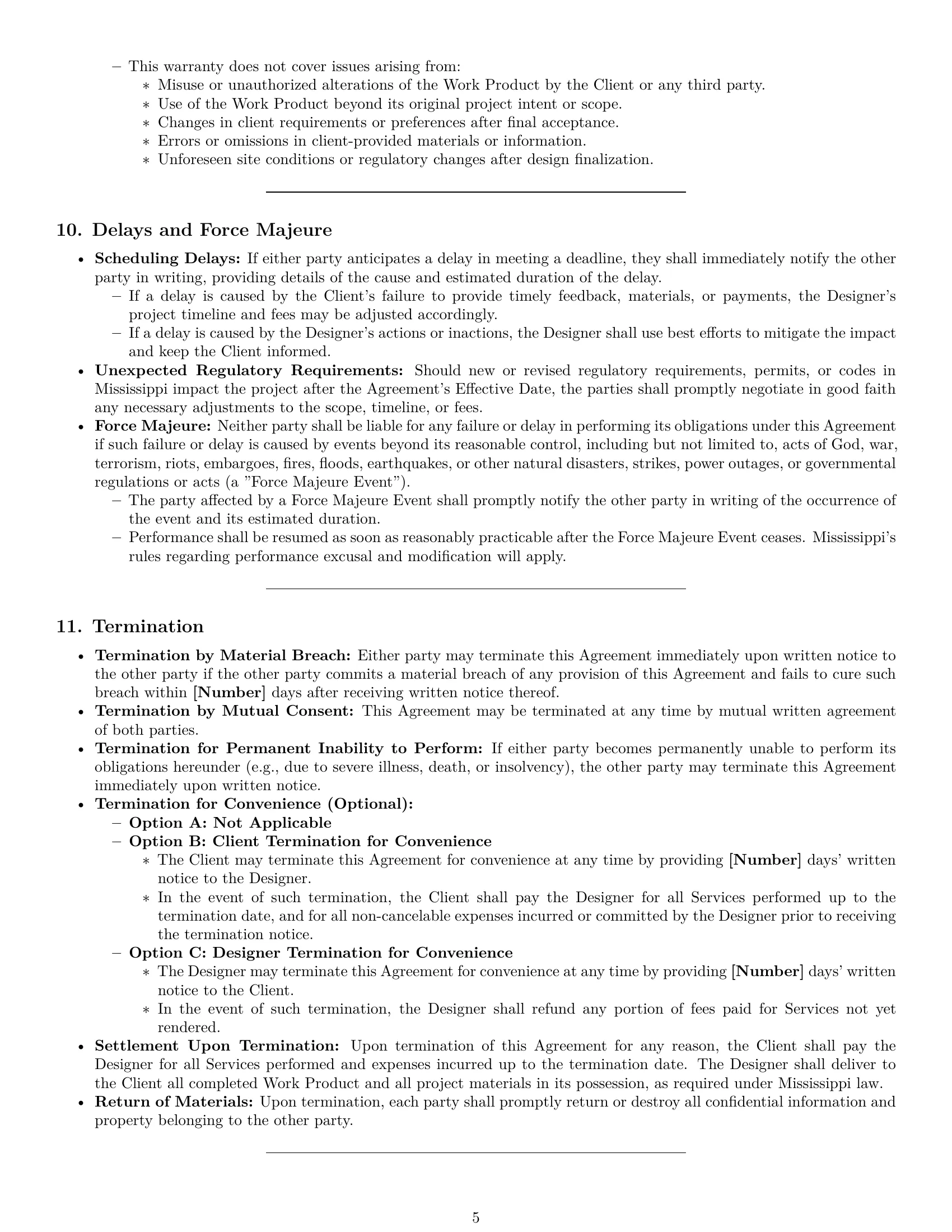 Preview page 5 of Pro Mississippi design service contract template