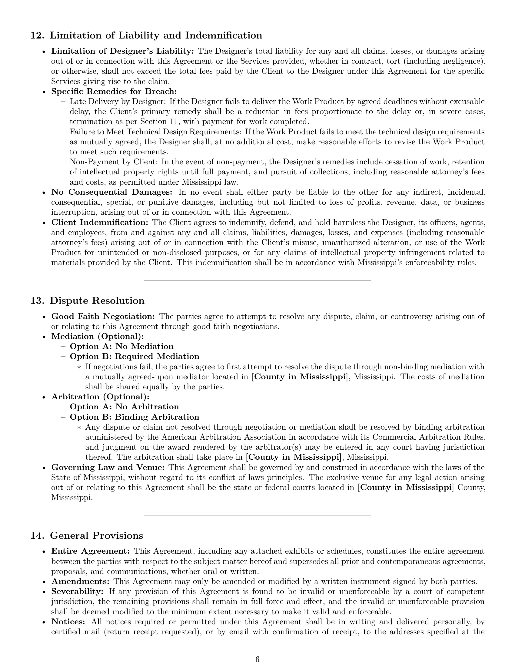 Preview page 6 of Pro Mississippi design service contract template