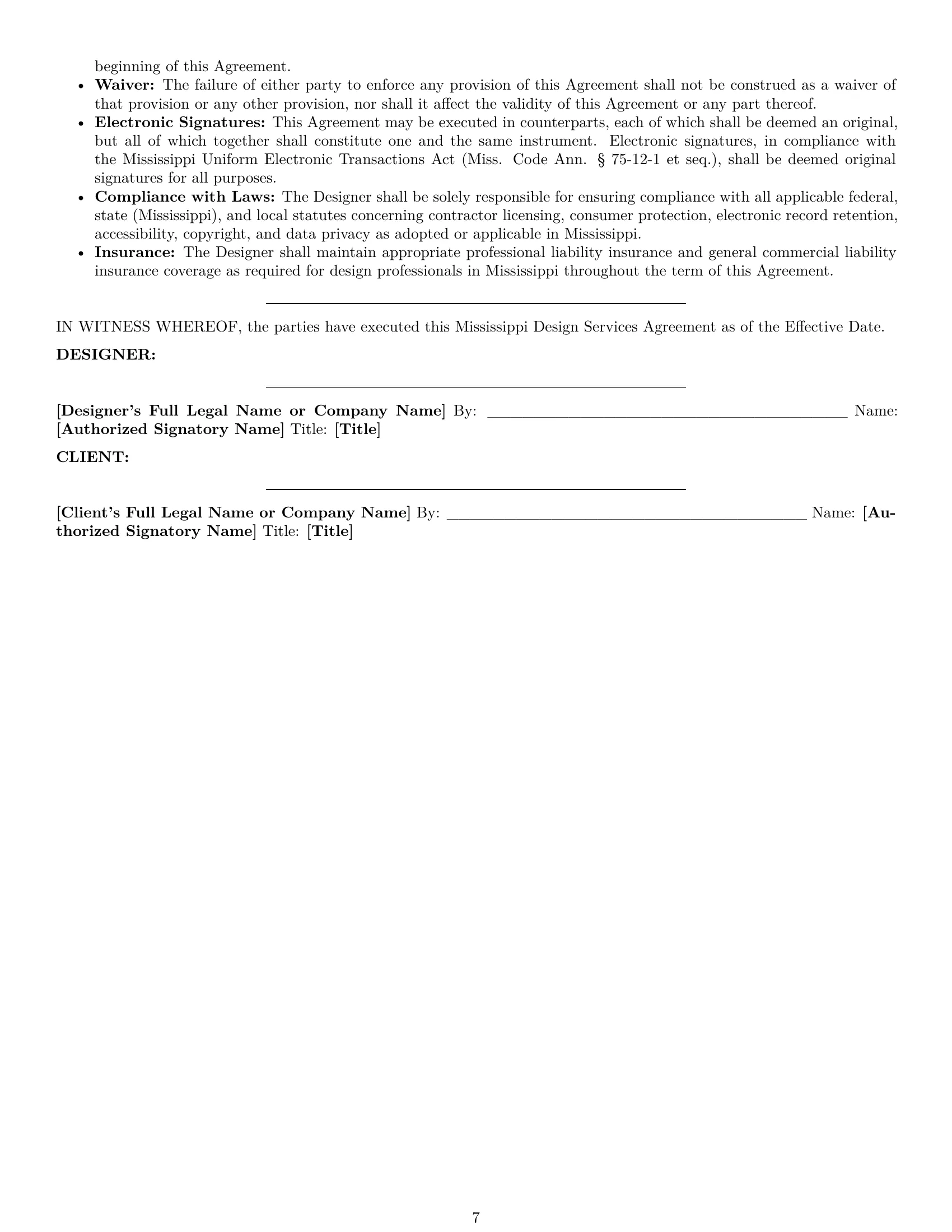 Preview page 7 of Pro Mississippi design service contract template