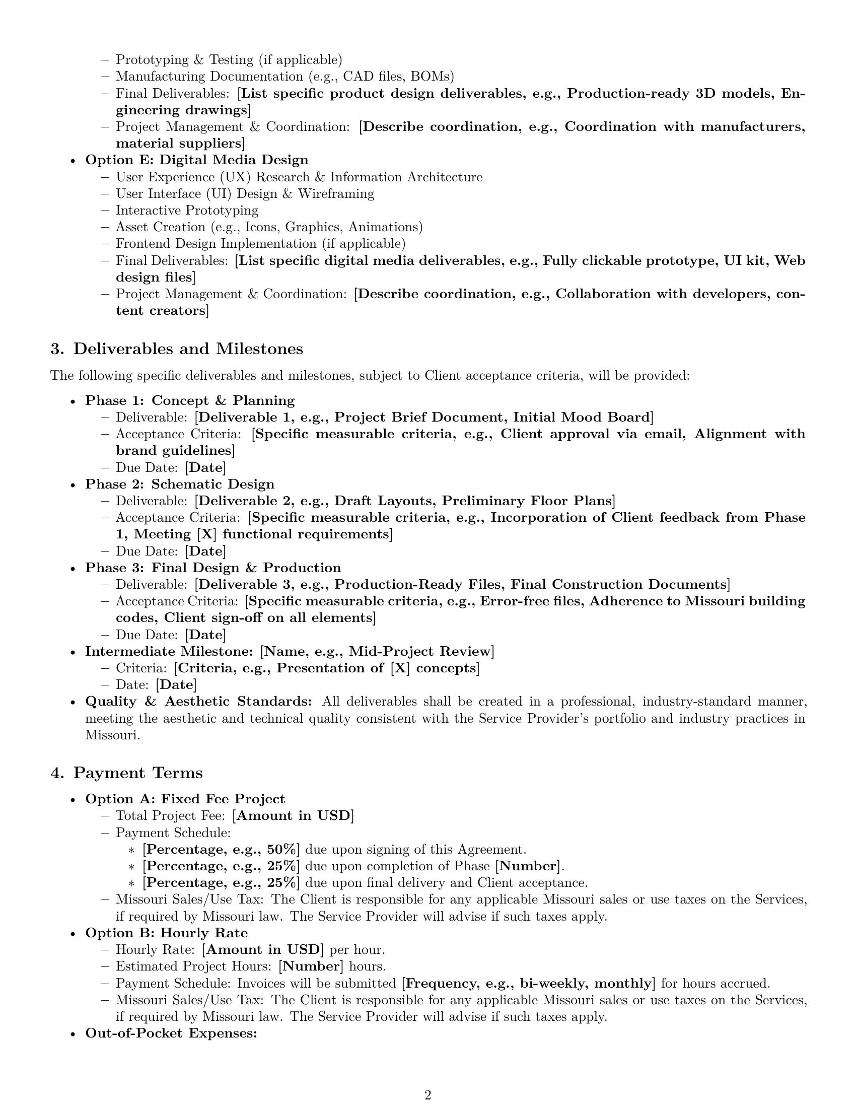 Preview page 2 of Pro Missouri design service contract template