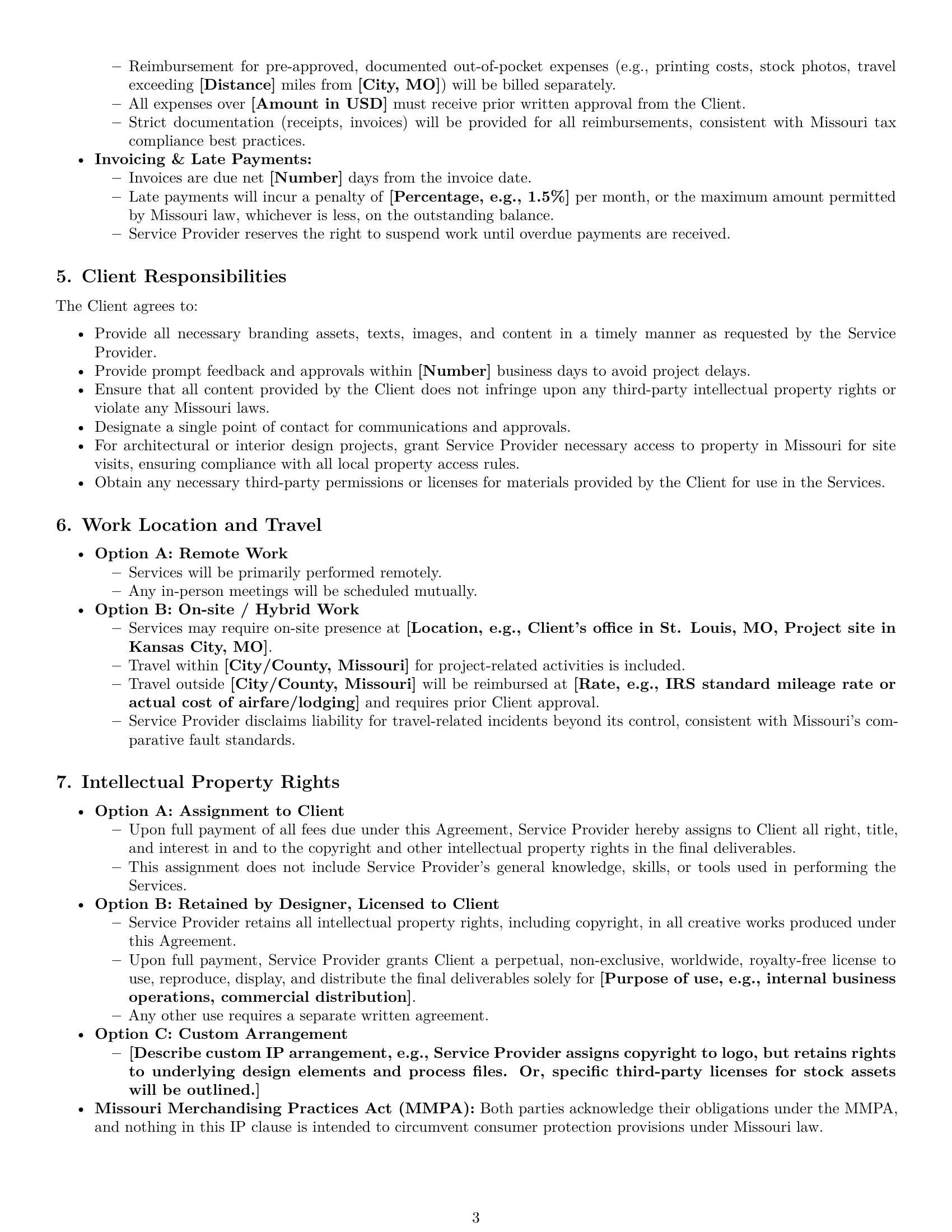 Preview page 3 of Pro Missouri design service contract template