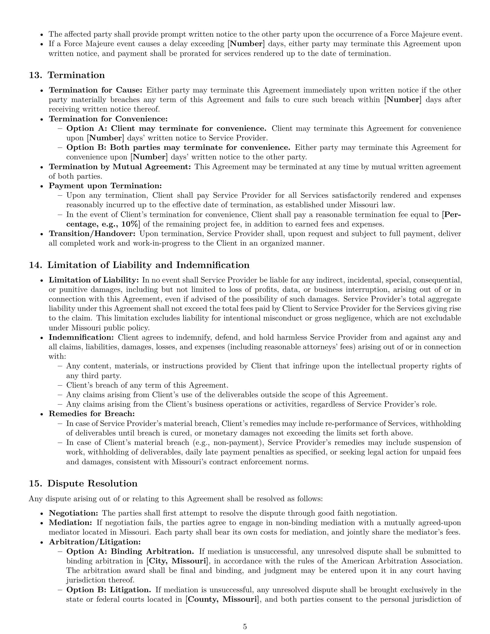 Preview page 5 of Pro Missouri design service contract template