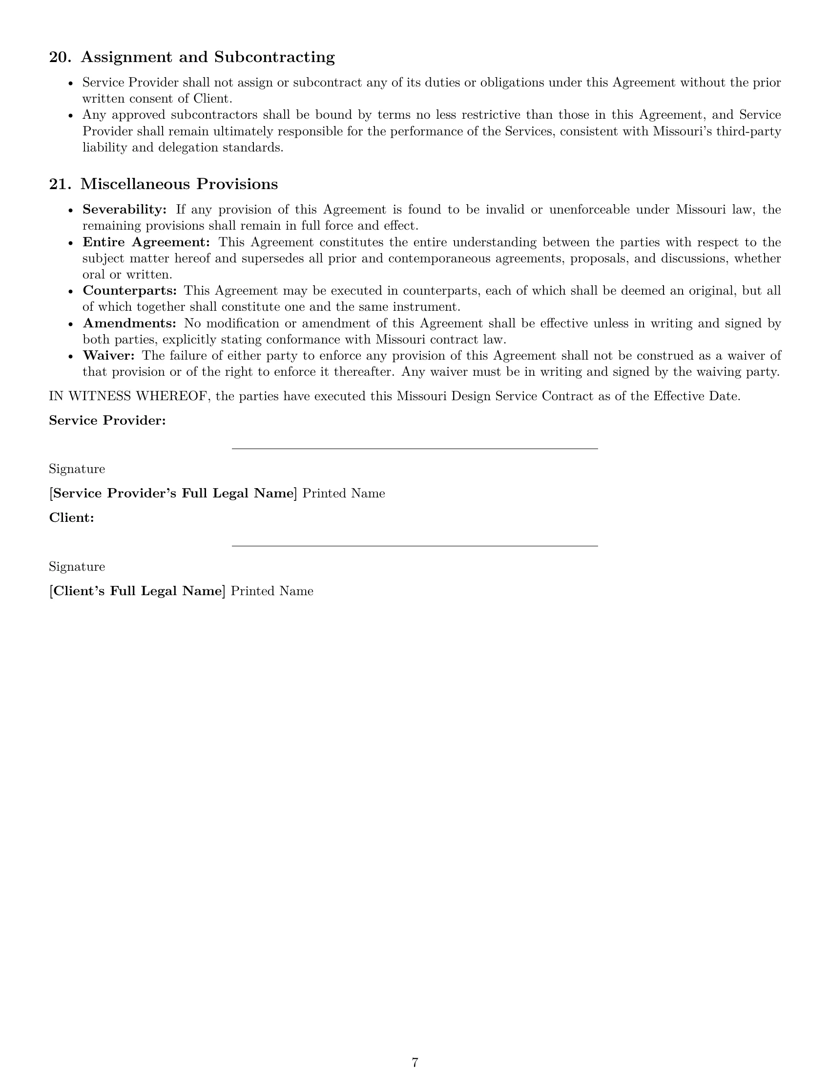 Preview page 7 of Pro Missouri design service contract template