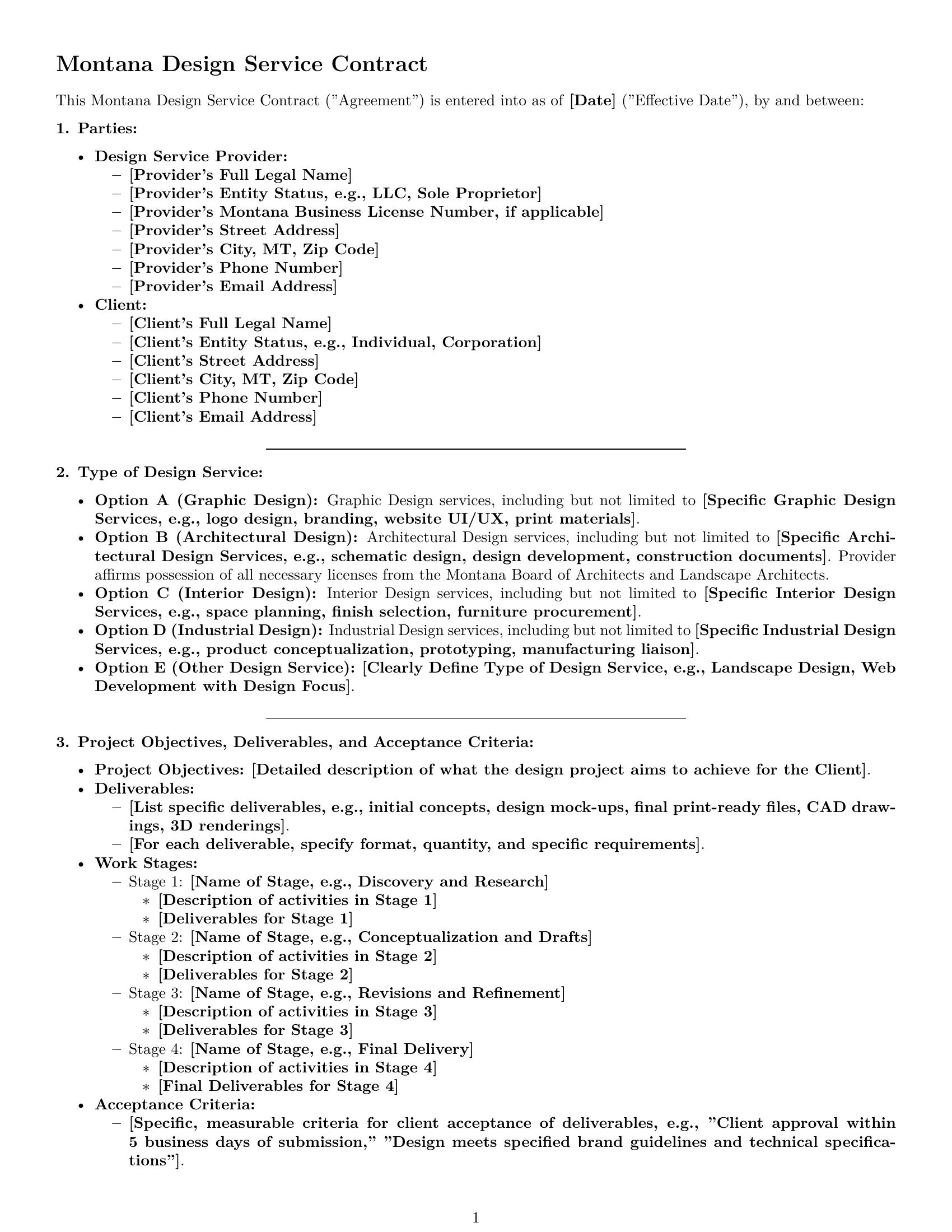 Preview page 1 of Pro Montana design service contract template