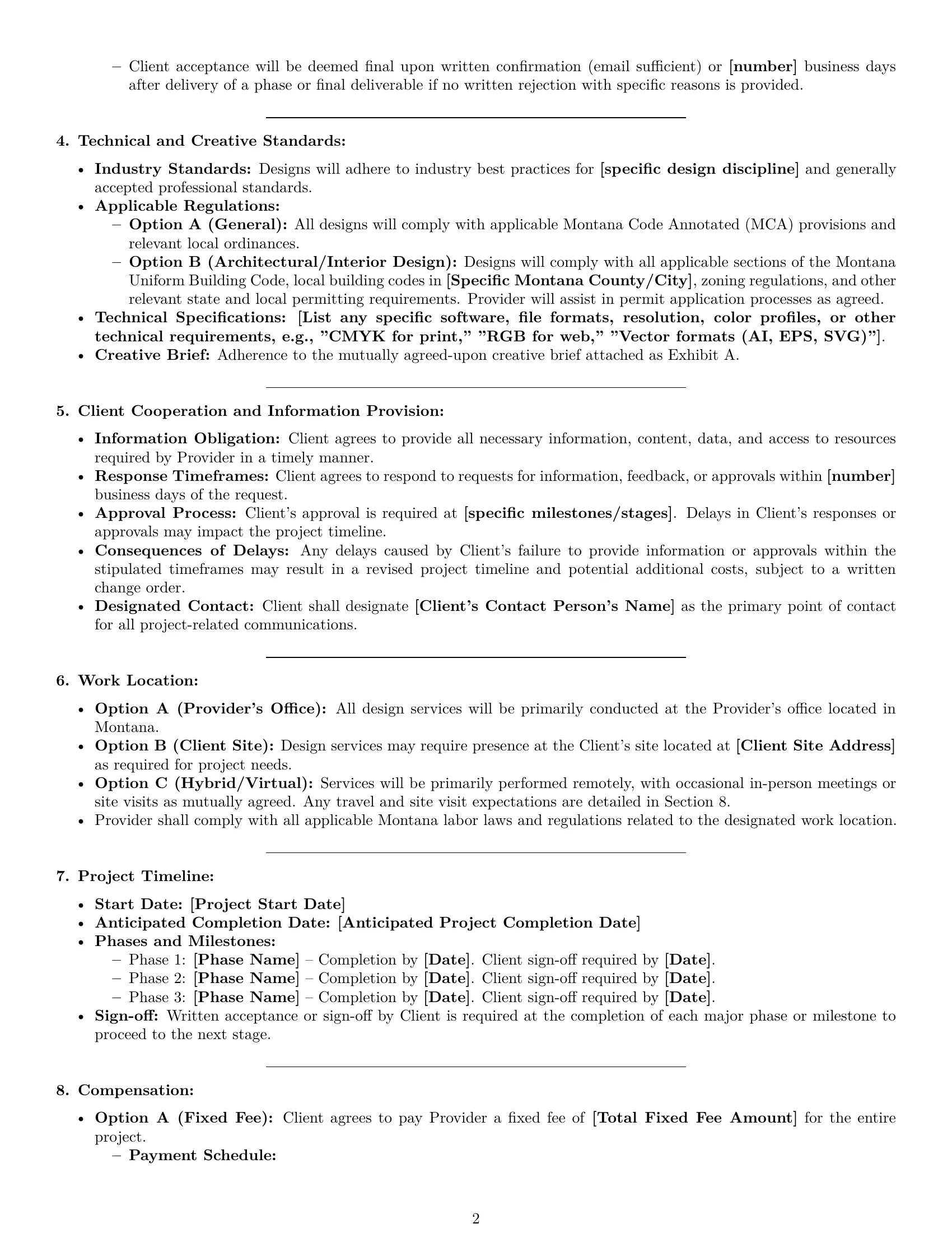 Preview page 2 of Pro Montana design service contract template
