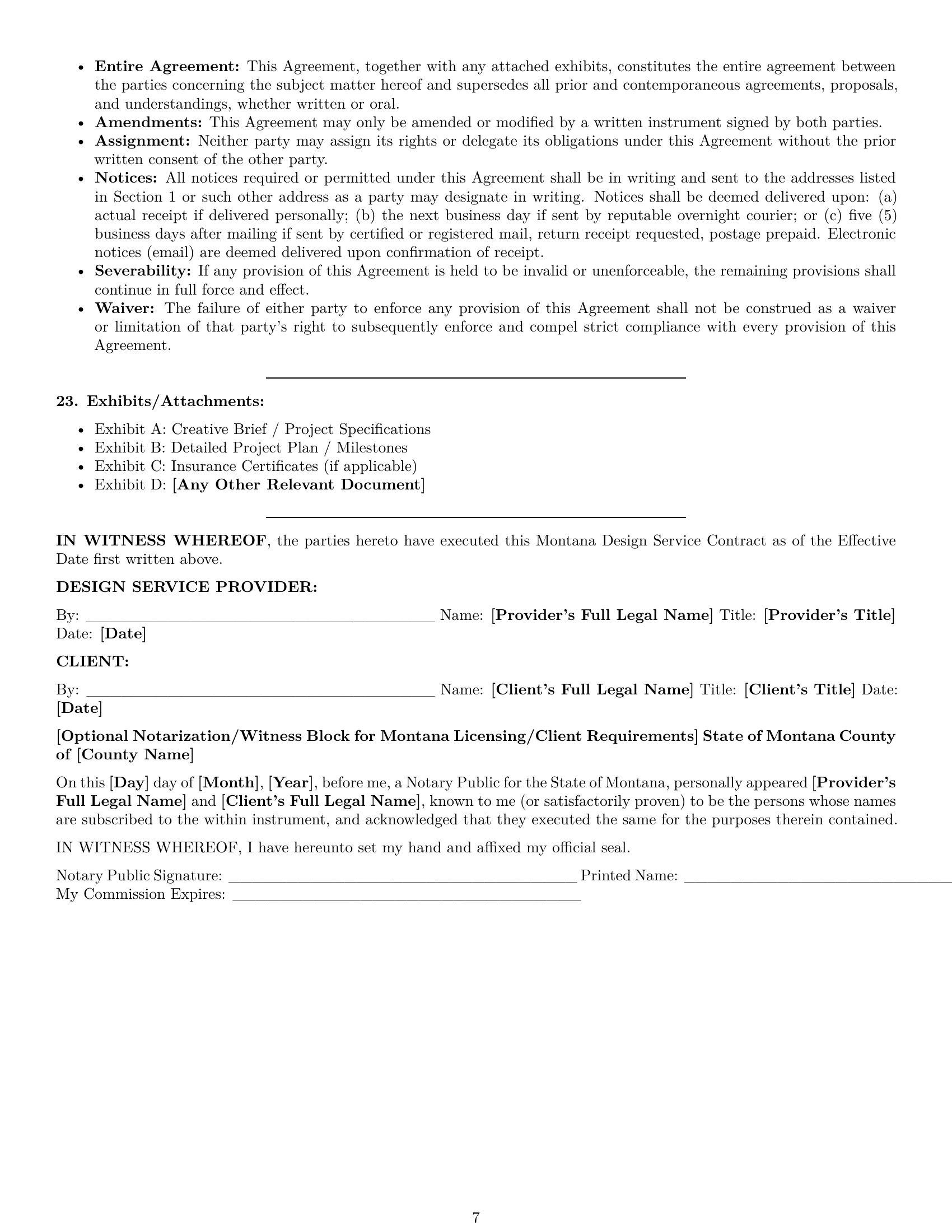 Preview page 7 of Pro Montana design service contract template