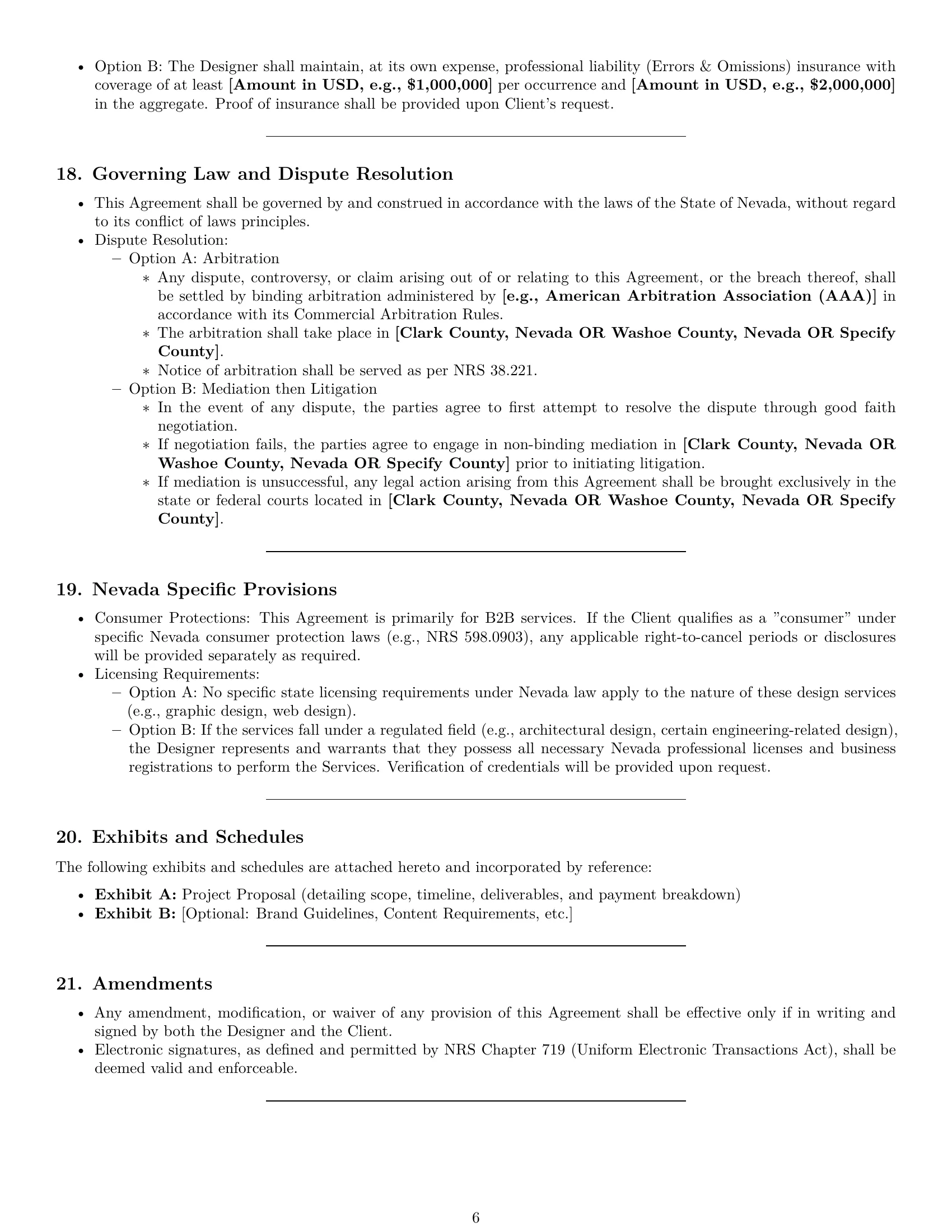 Preview page 6 of Pro Nevada design service contract template