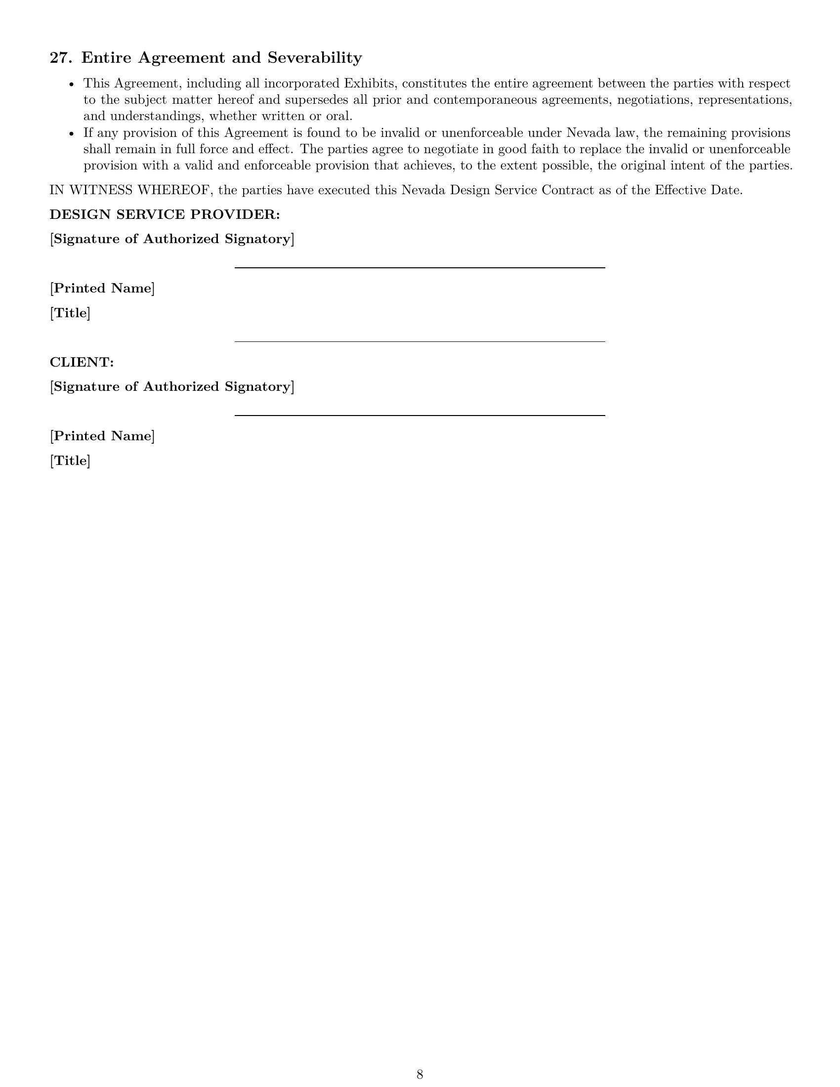 Preview page 8 of Pro Nevada design service contract template