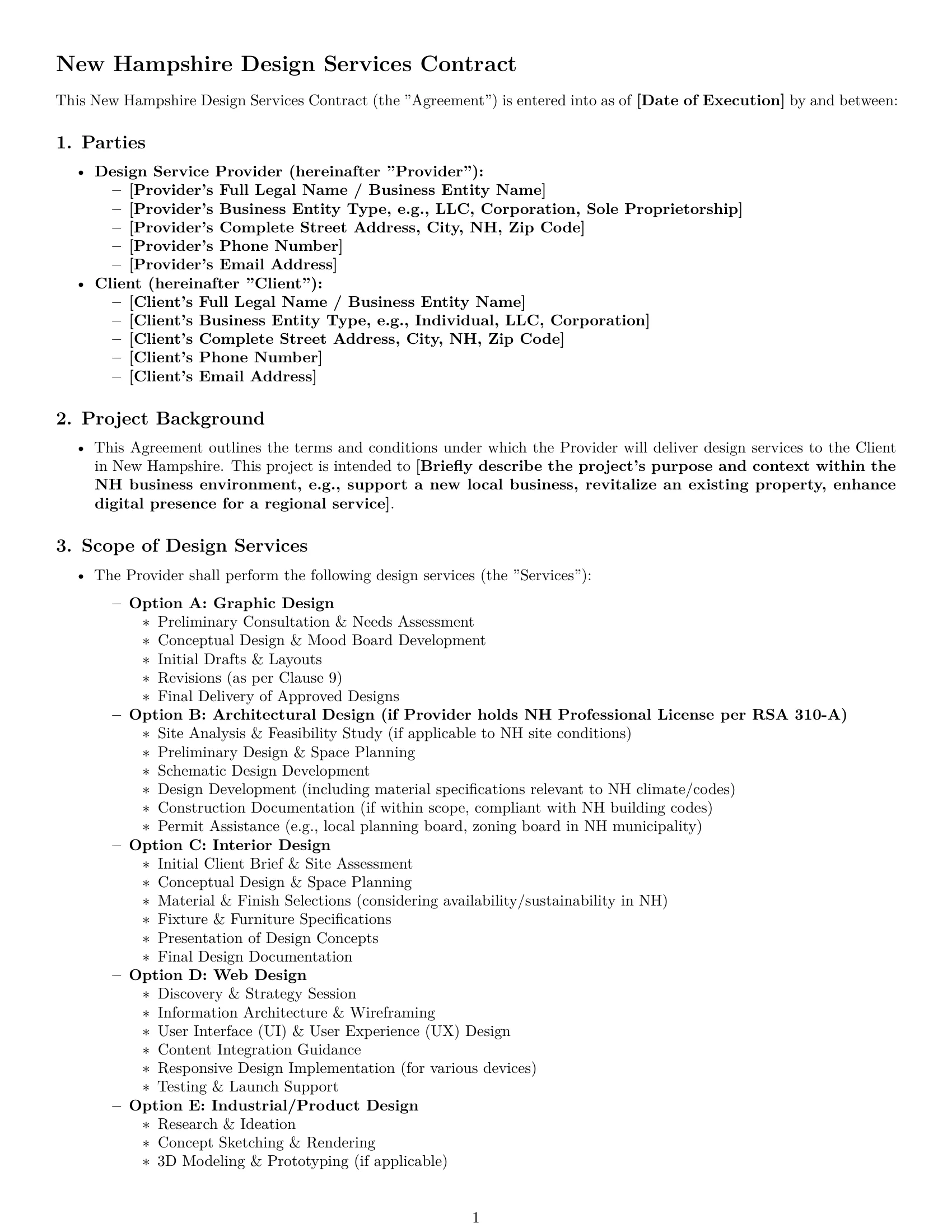 Preview page 1 of Pro New Hampshire design service contract template