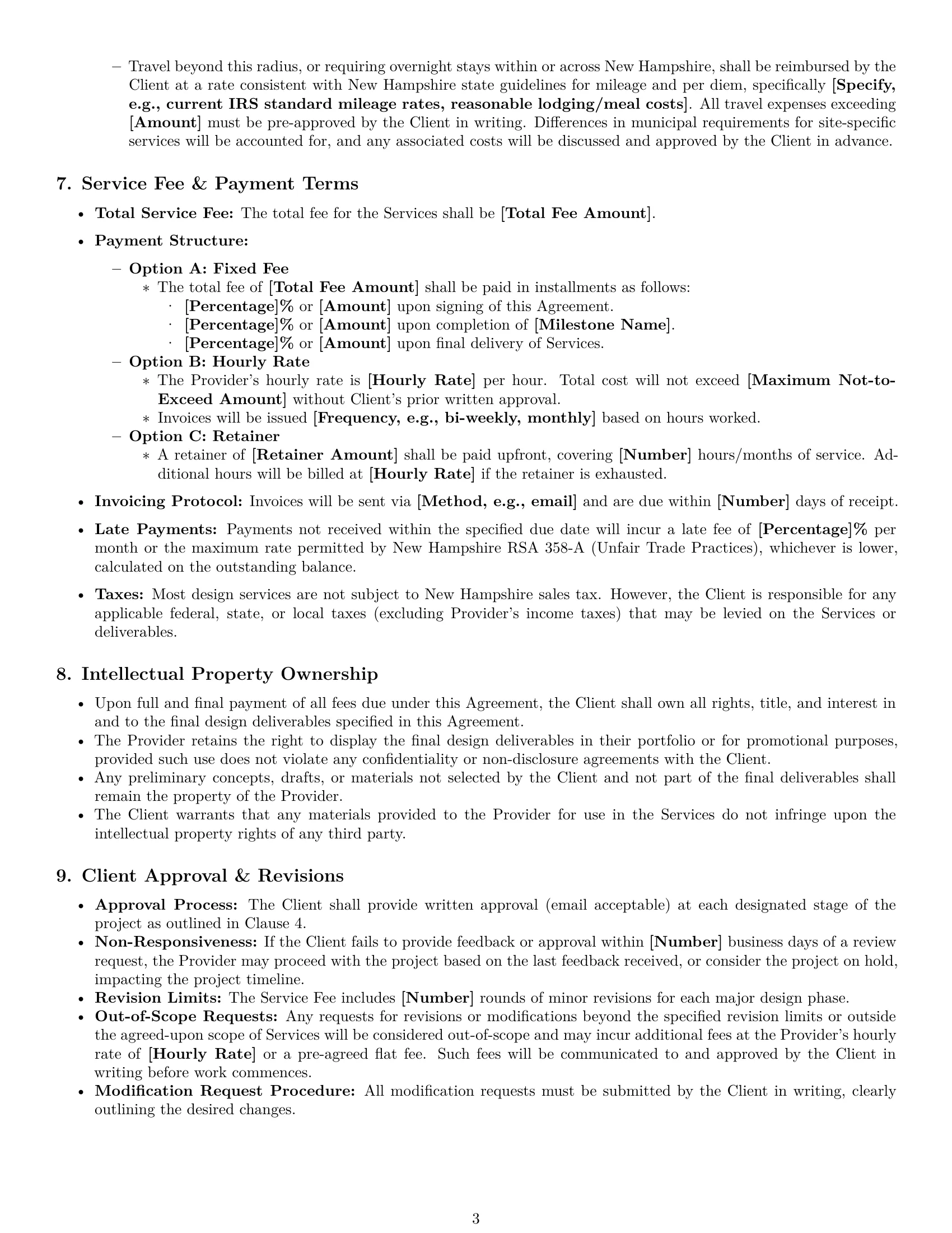 Preview page 3 of Pro New Hampshire design service contract template
