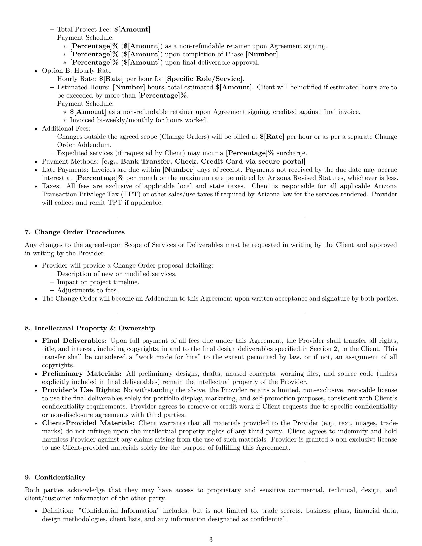 Preview page 3 of Pro Arizona design service contract template
