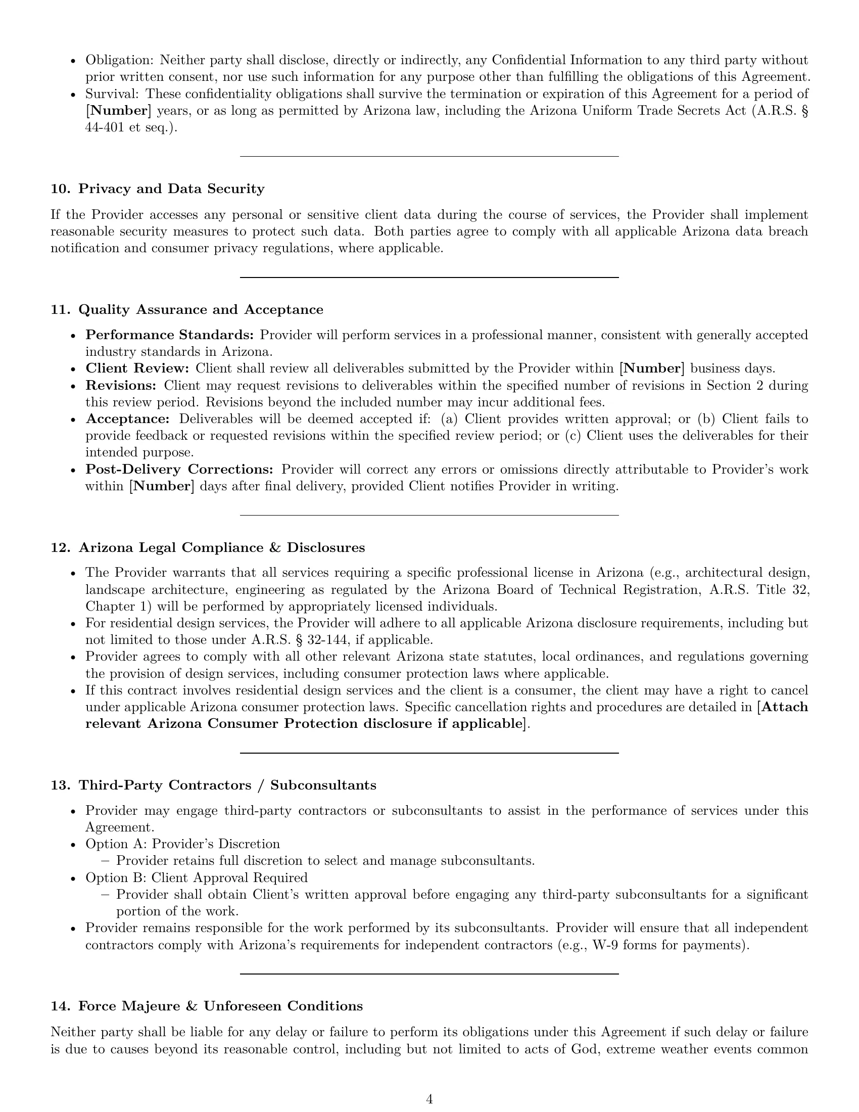 Preview page 4 of Pro Arizona design service contract template