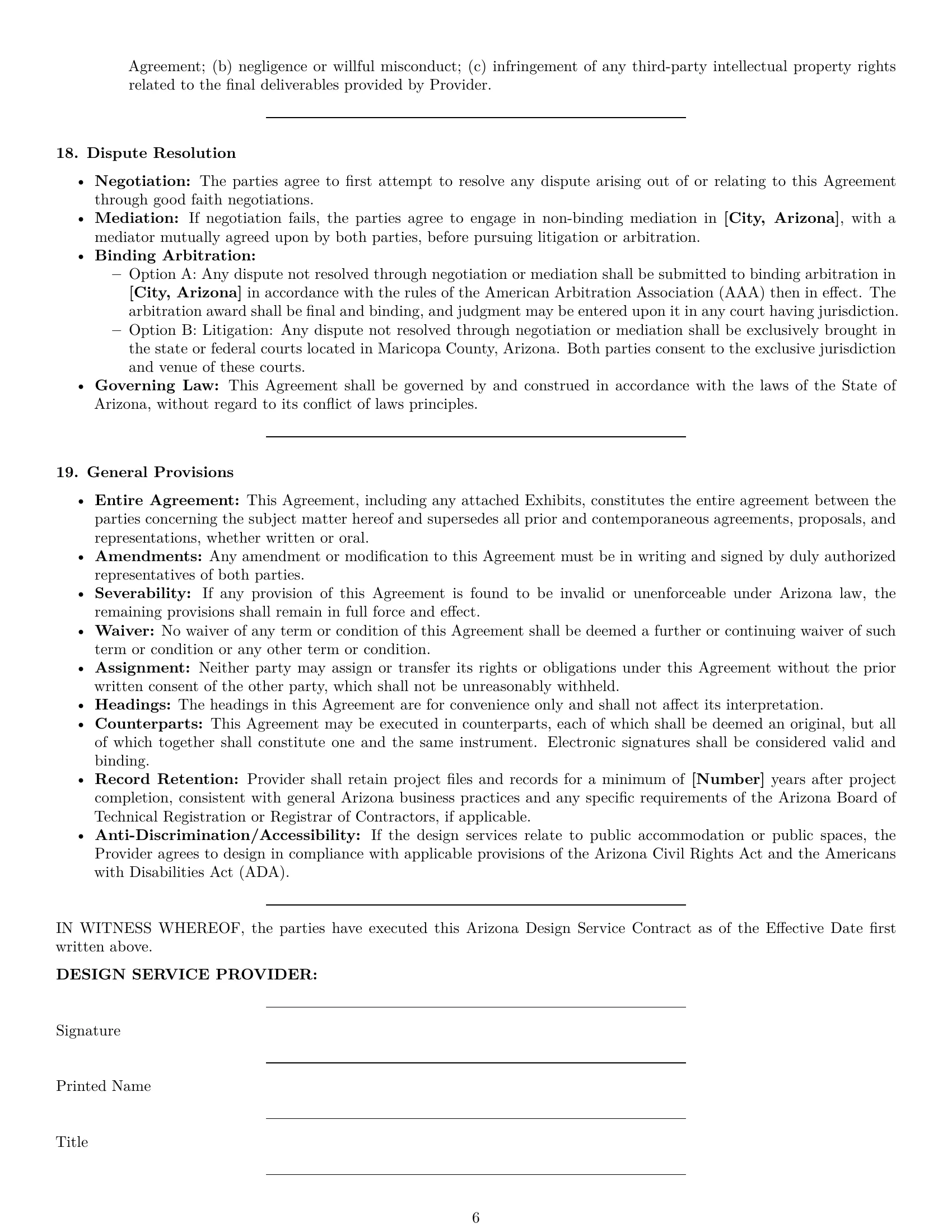 Preview page 6 of Pro Arizona design service contract template