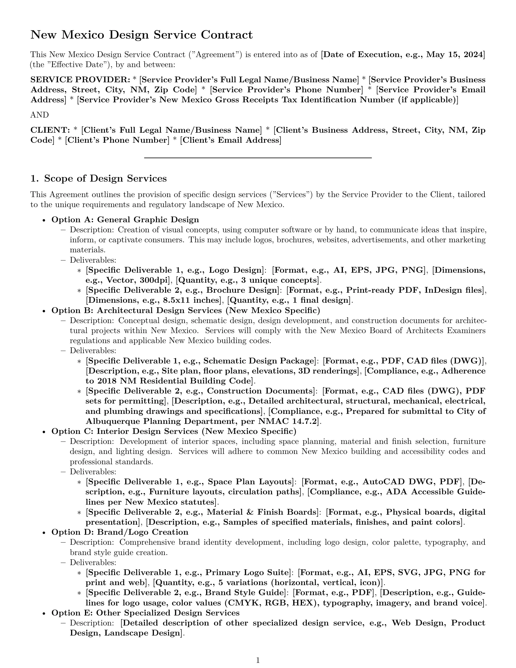 Preview page 1 of Pro New Mexico design service contract template