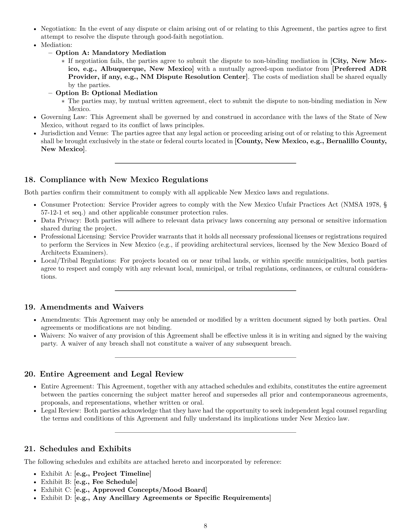 Preview page 8 of Pro New Mexico design service contract template