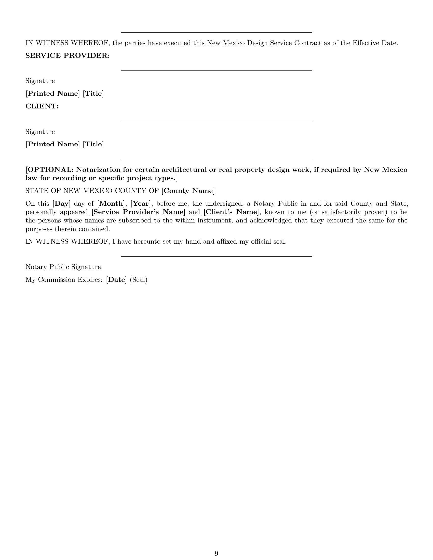 Preview page 9 of Pro New Mexico design service contract template