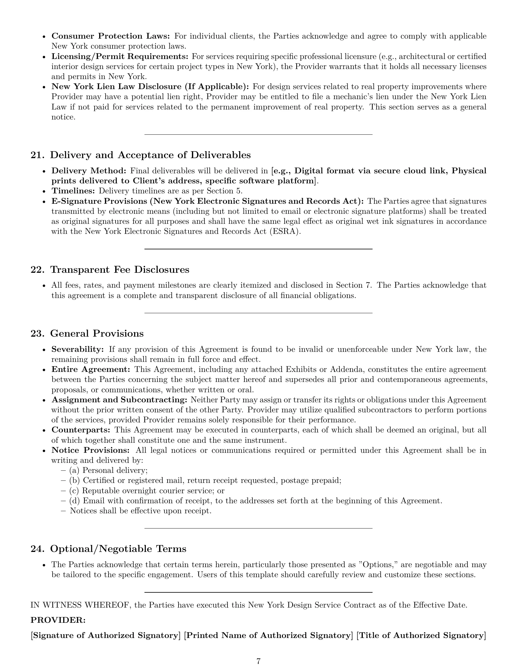 Preview page 7 of Pro New York design service contract template