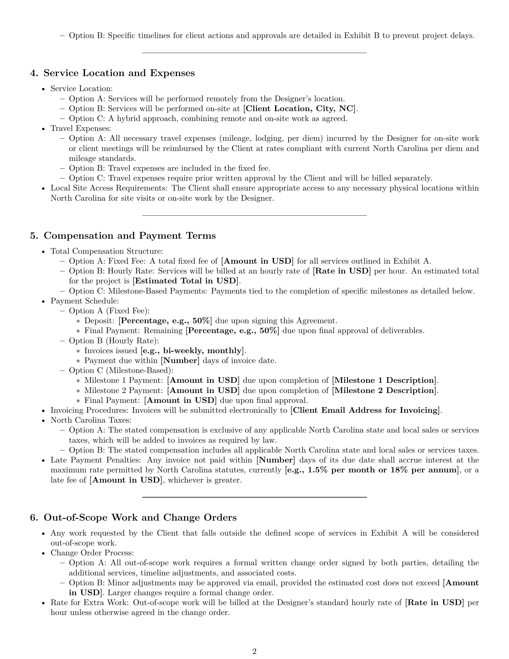 Preview page 2 of Pro North Carolina design service contract template