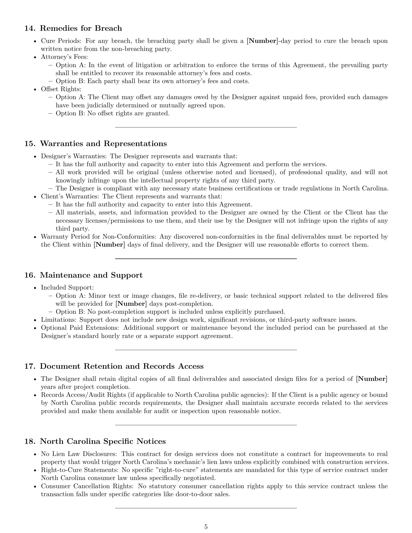 Preview page 5 of Pro North Carolina design service contract template
