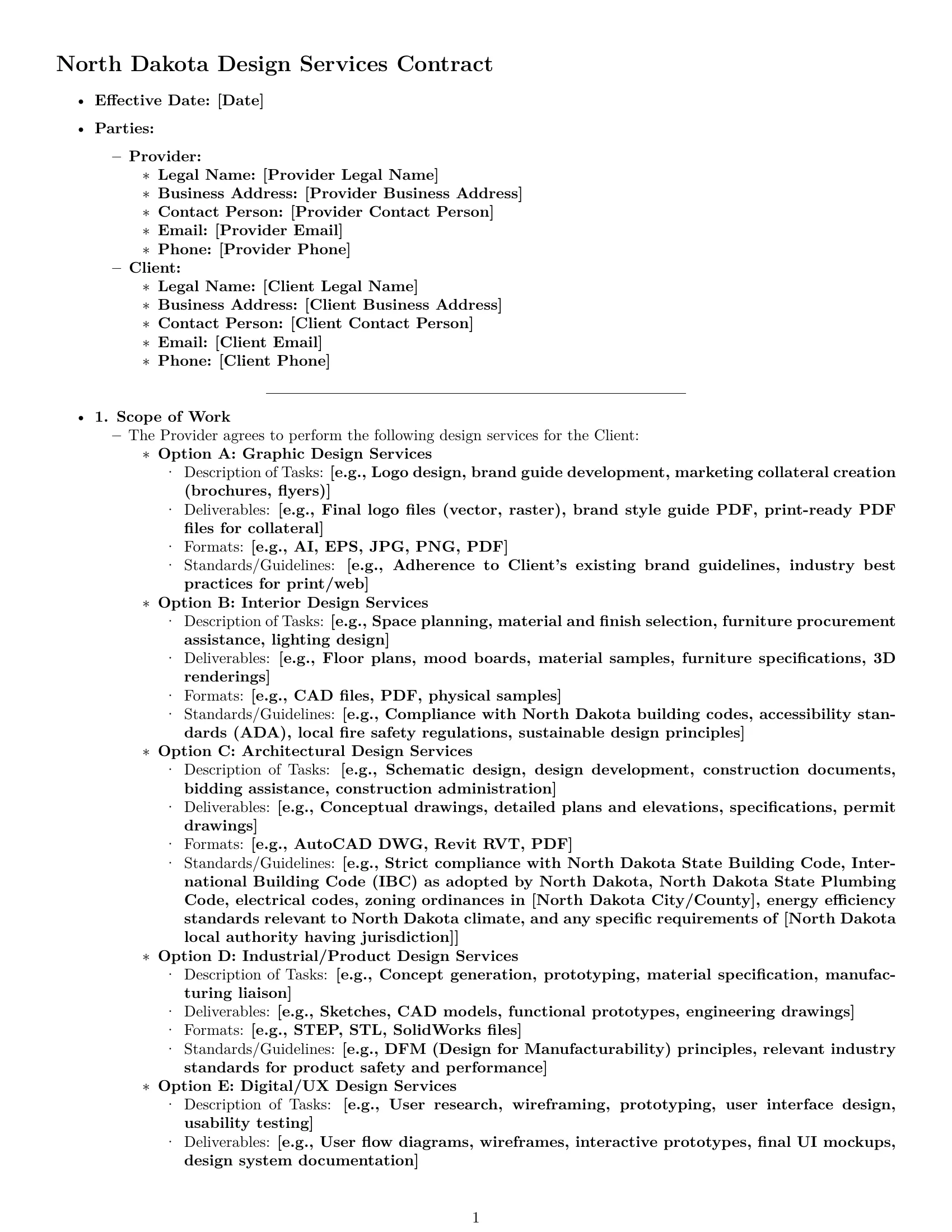 Preview page 1 of Pro North Dakota design service contract template