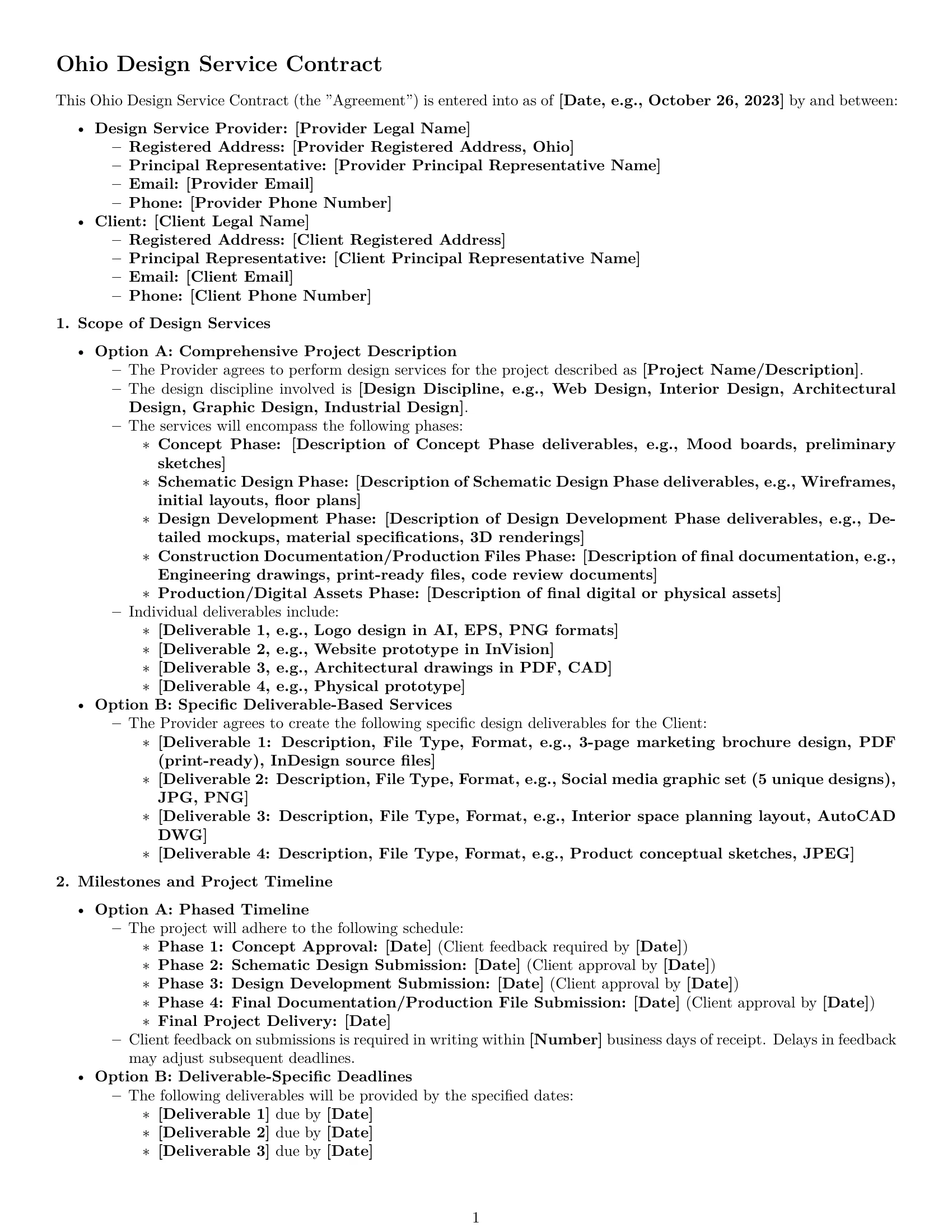 Preview page 1 of Pro Ohio design service contract template