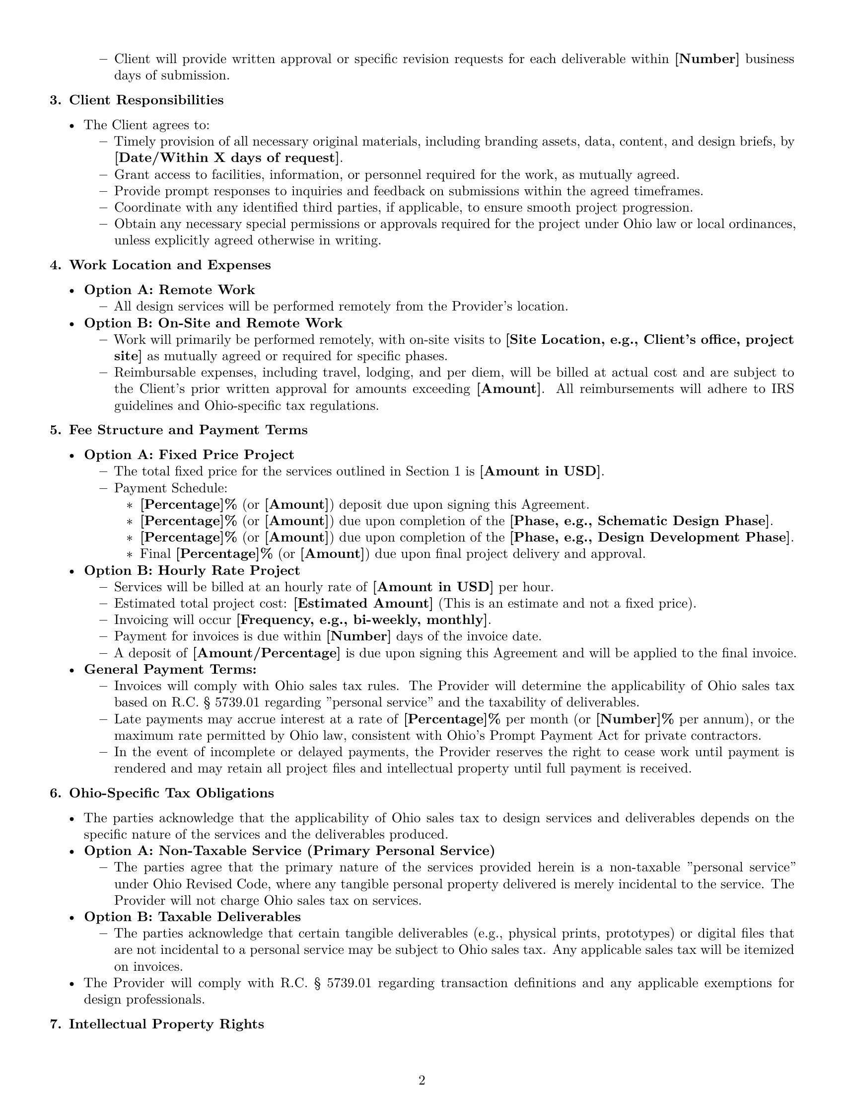 Preview page 2 of Pro Ohio design service contract template