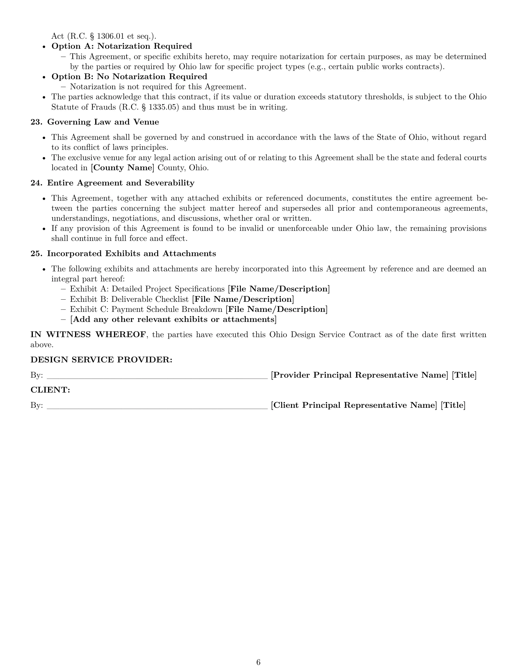 Preview page 6 of Pro Ohio design service contract template
