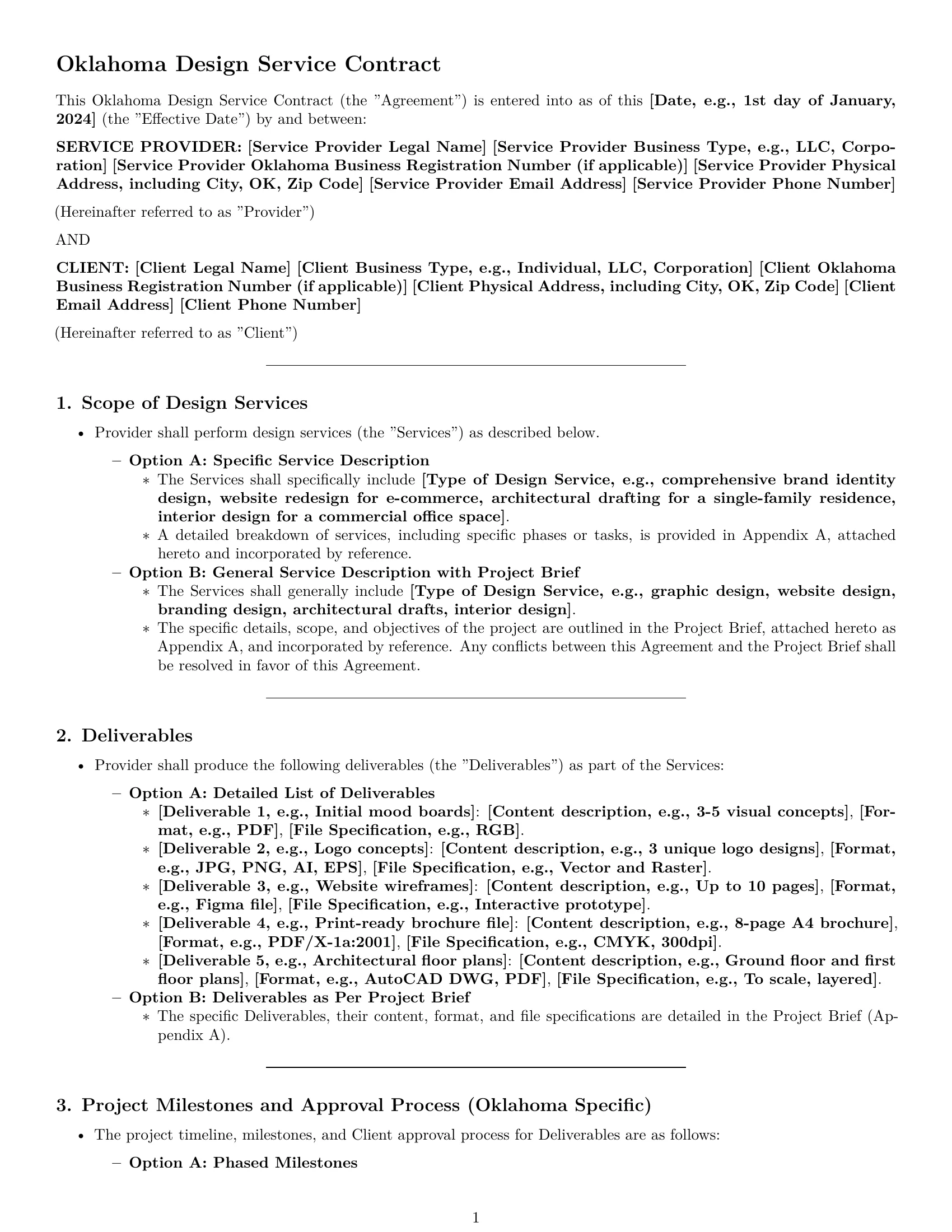 Preview page 1 of Pro Oklahoma design service contract template
