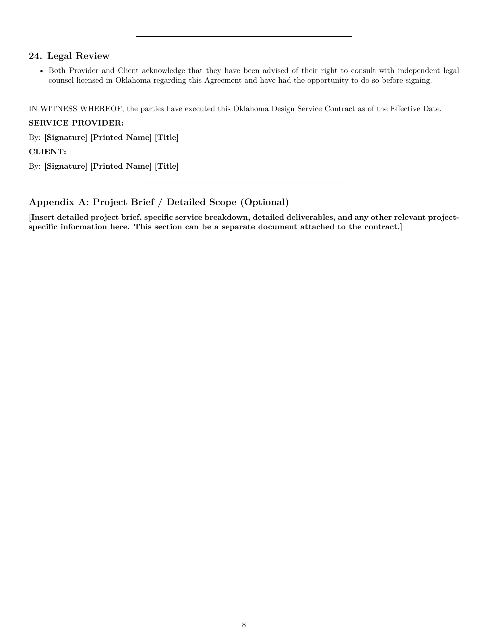 Preview page 8 of Pro Oklahoma design service contract template