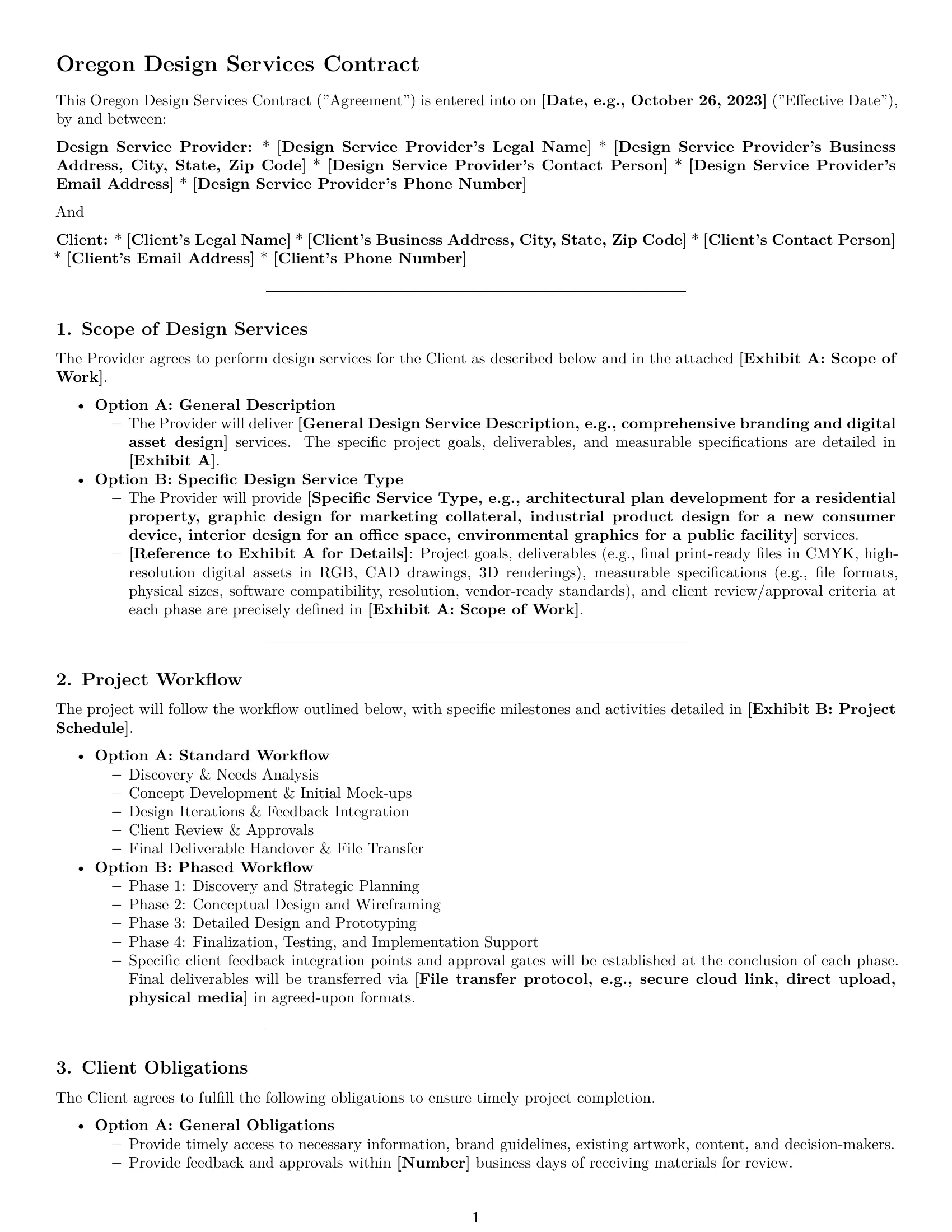 Preview page 1 of Pro Oregon design service contract template
