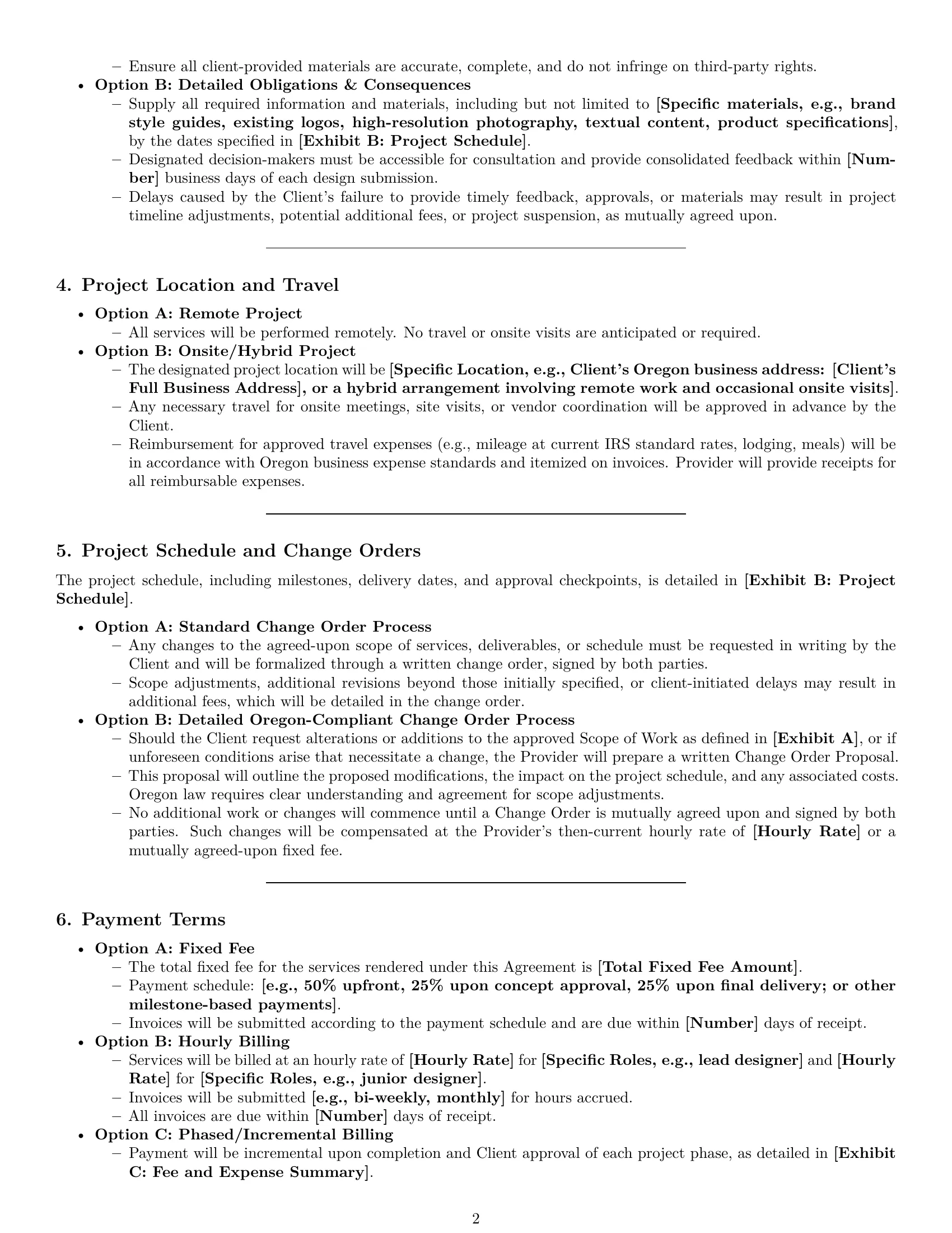 Preview page 2 of Pro Oregon design service contract template