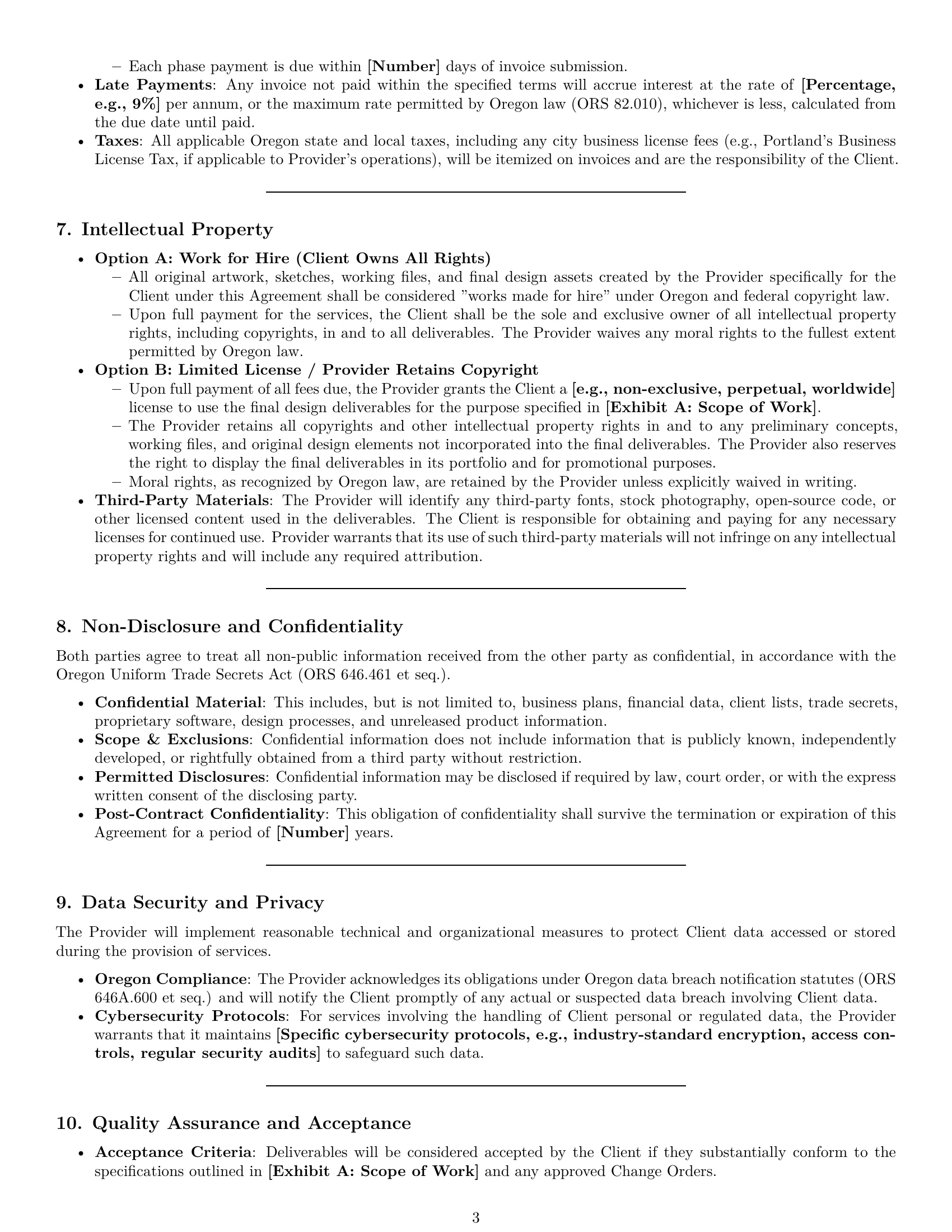 Preview page 3 of Pro Oregon design service contract template
