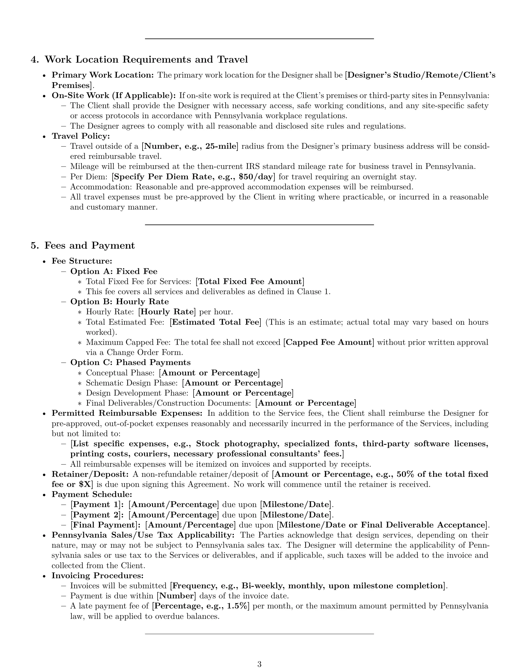 Preview page 3 of Pro Pennsylvania design service contract template