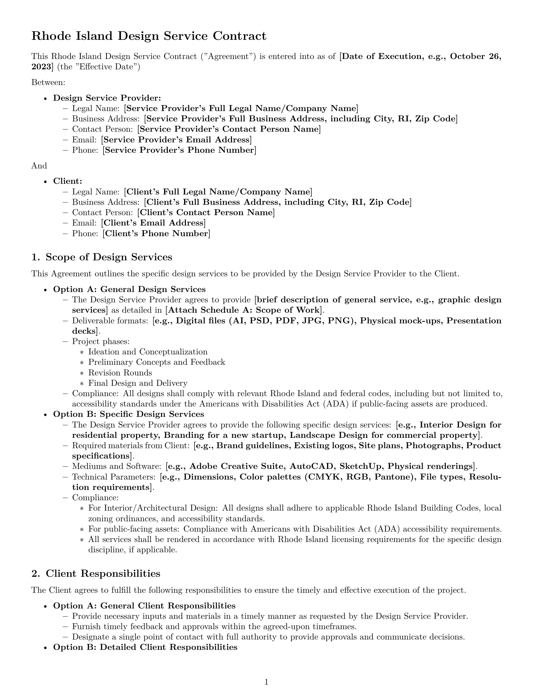 Preview page 1 of Pro Rhode Island design service contract template