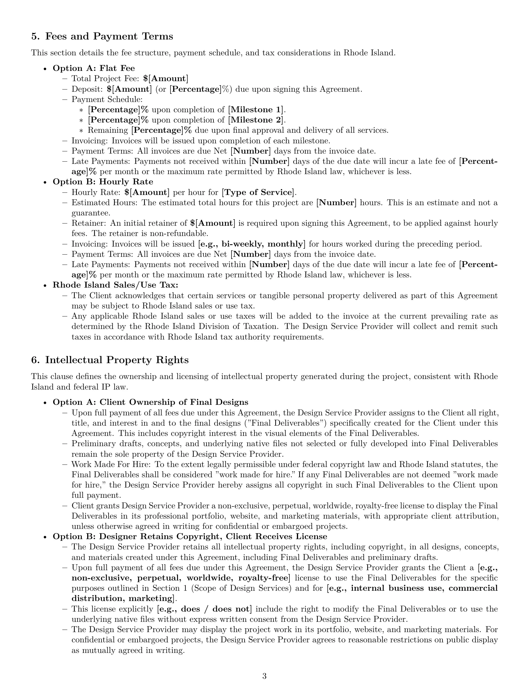 Preview page 3 of Pro Rhode Island design service contract template