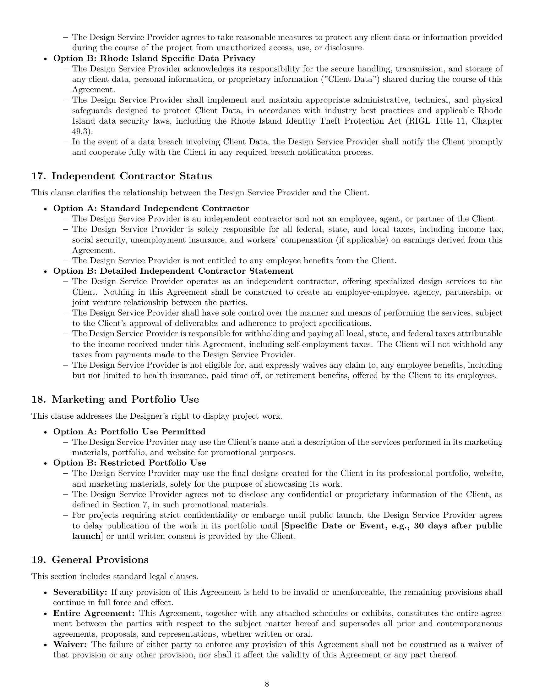 Preview page 8 of Pro Rhode Island design service contract template