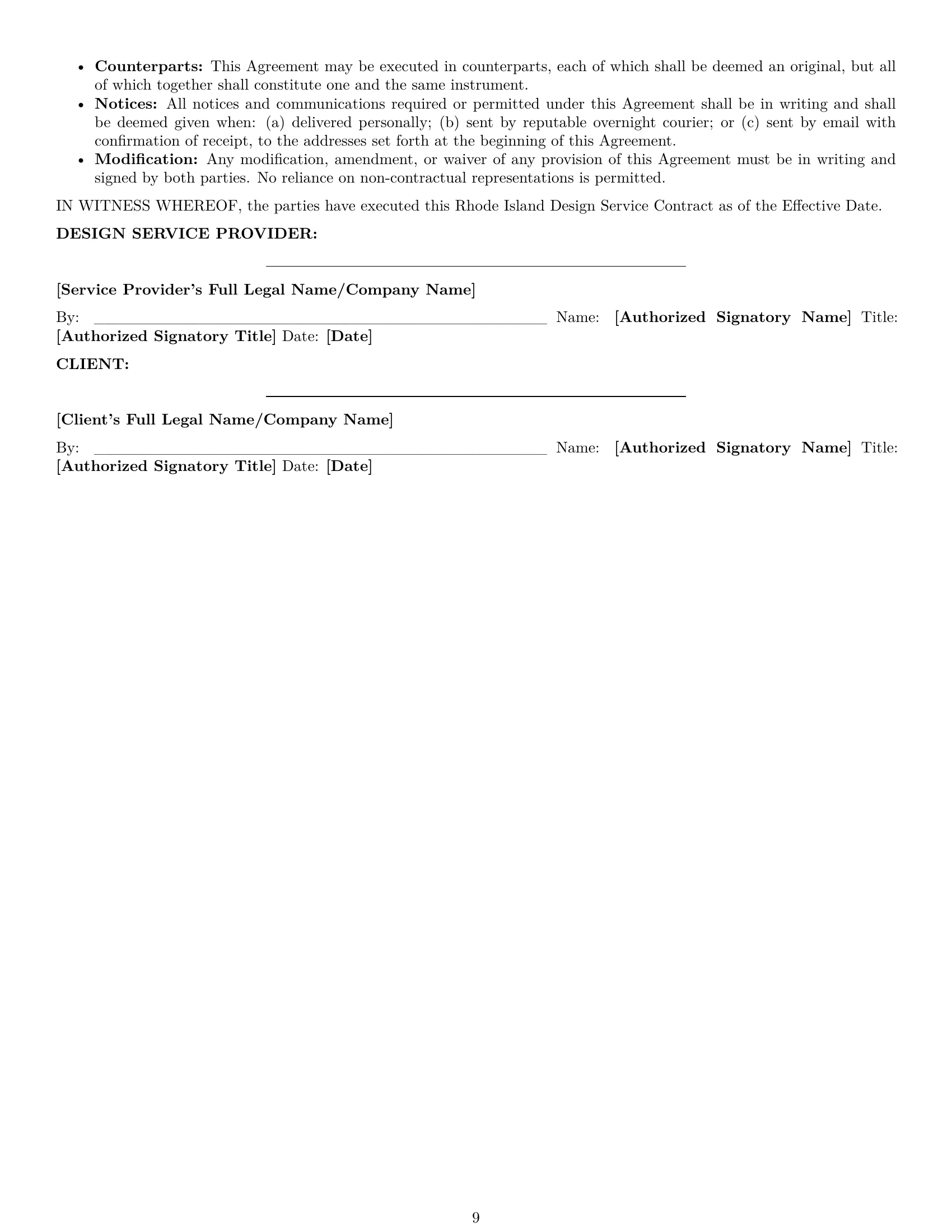 Preview page 9 of Pro Rhode Island design service contract template