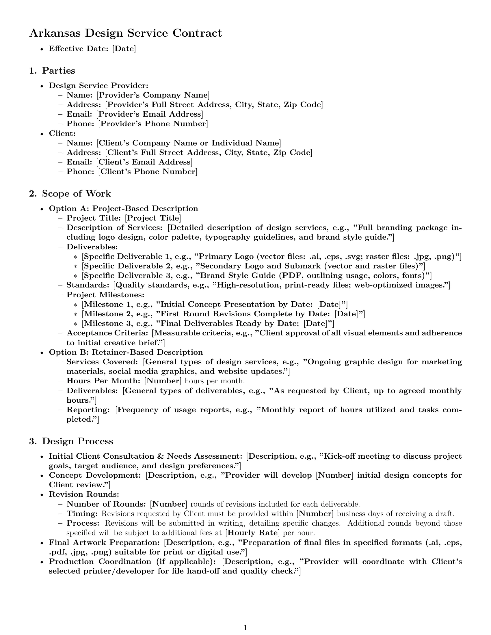 Preview page 1 of Pro Arkansas design service contract template