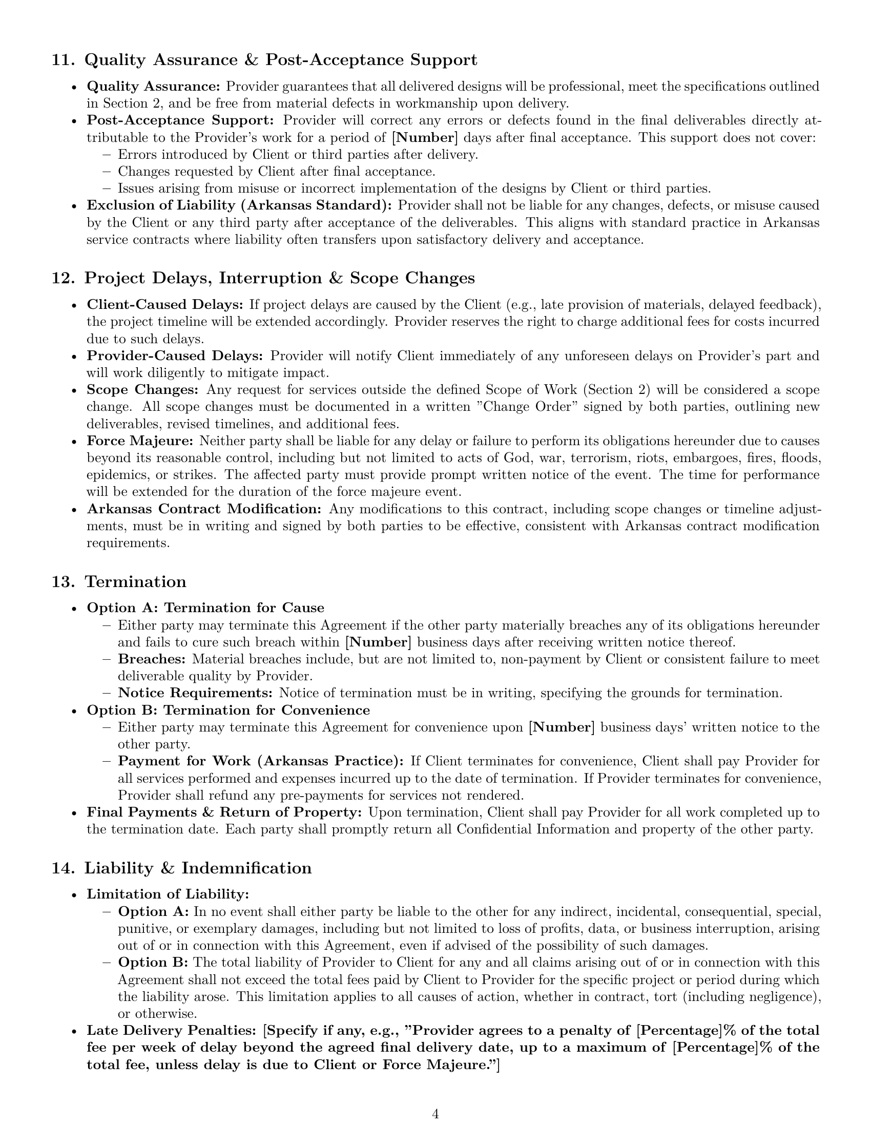 Preview page 4 of Pro Arkansas design service contract template