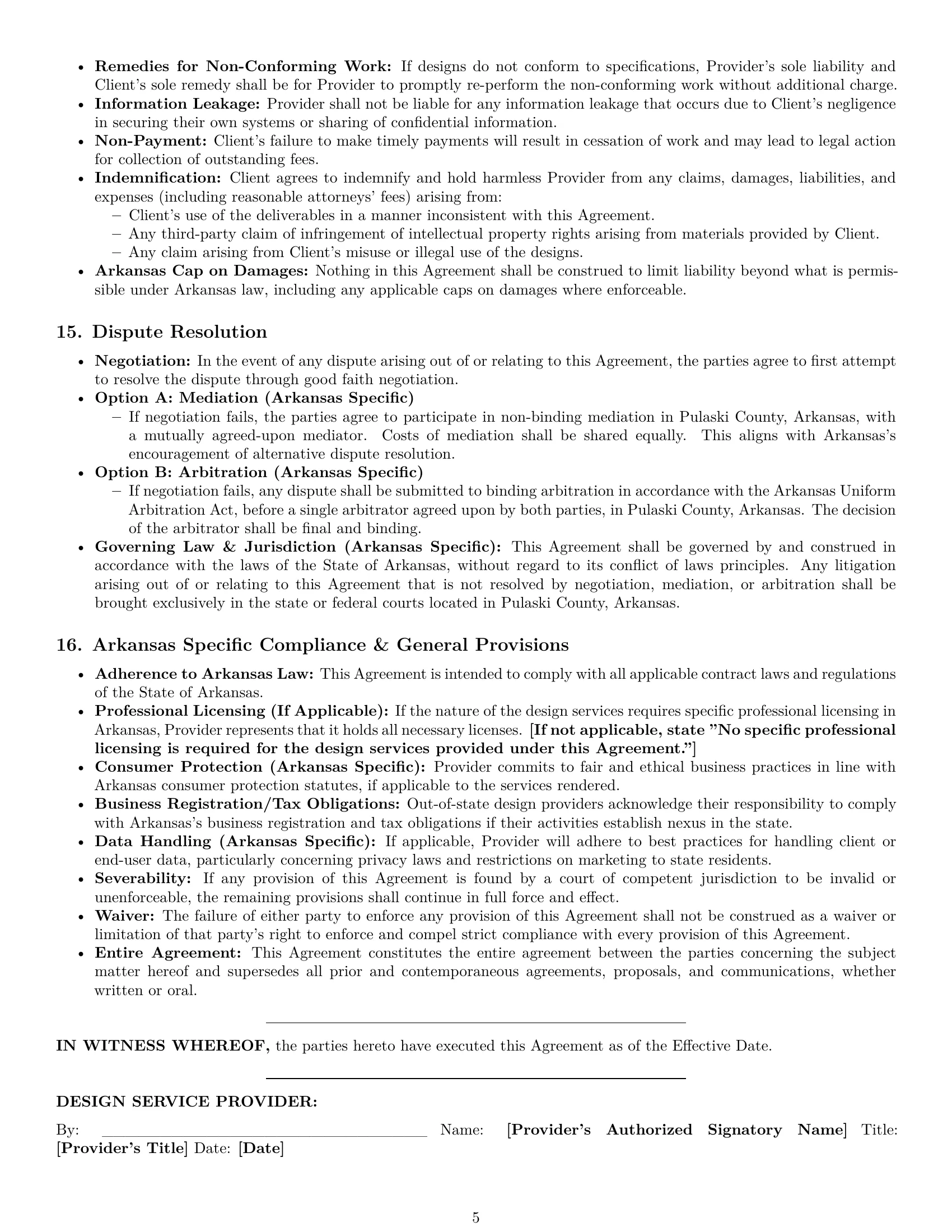 Preview page 5 of Pro Arkansas design service contract template