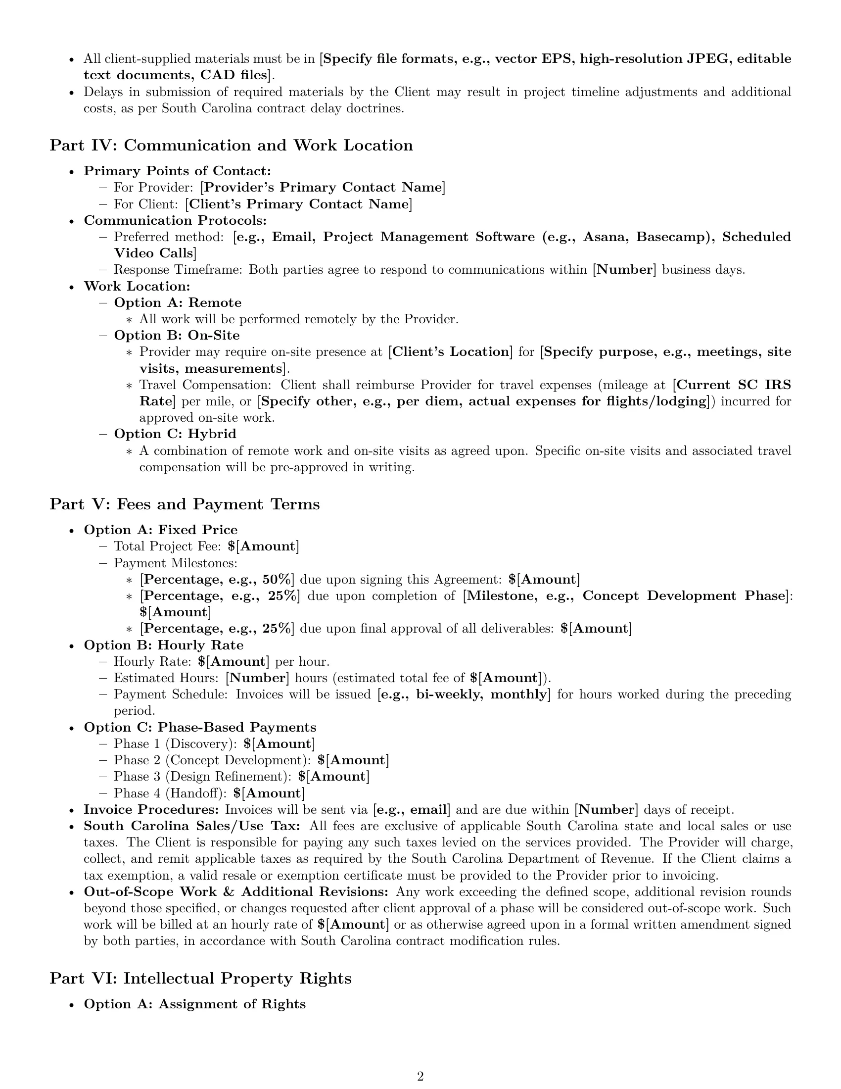 Preview page 2 of Pro South Carolina design service contract template