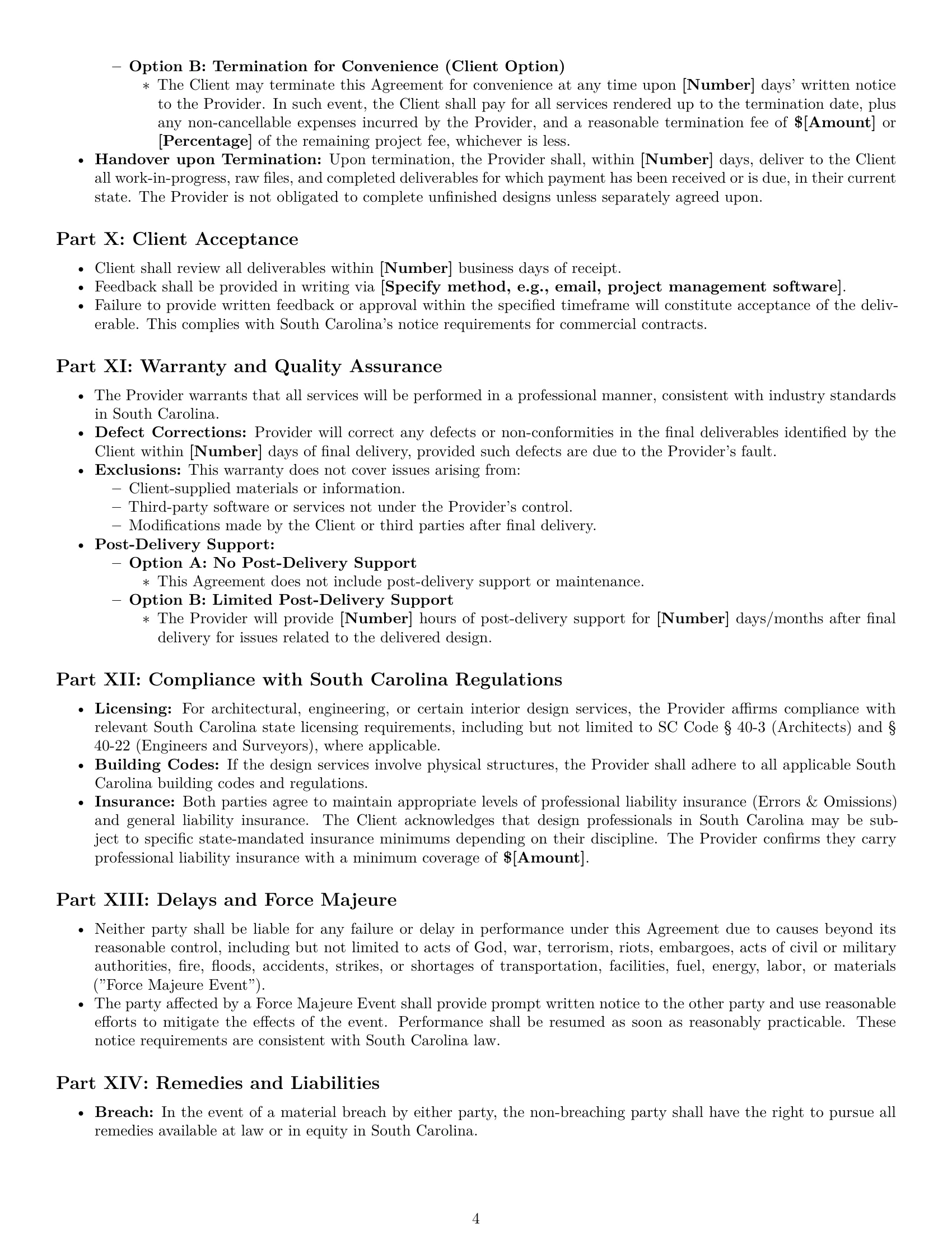 Preview page 4 of Pro South Carolina design service contract template