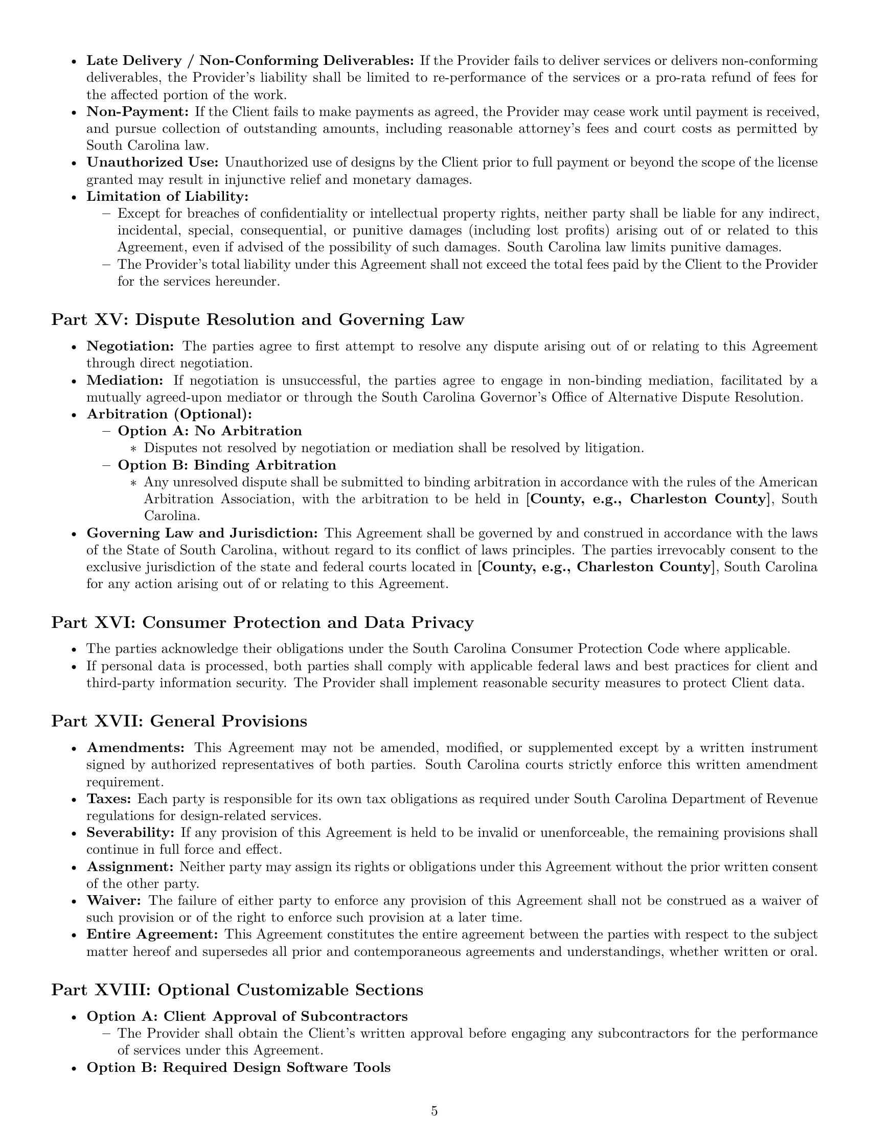 Preview page 5 of Pro South Carolina design service contract template
