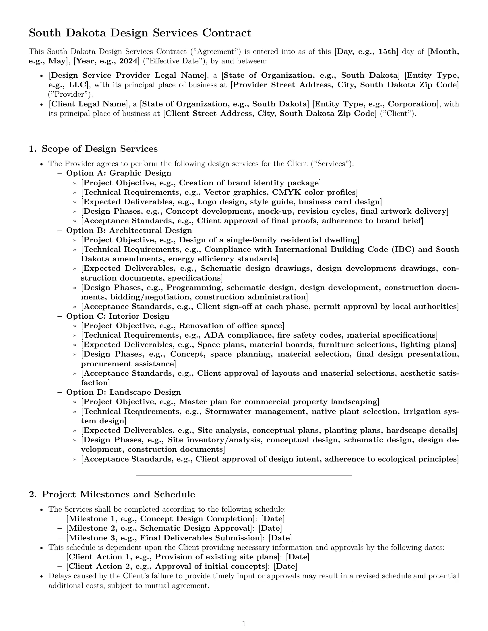 Preview page 1 of Pro South Dakota design service contract template