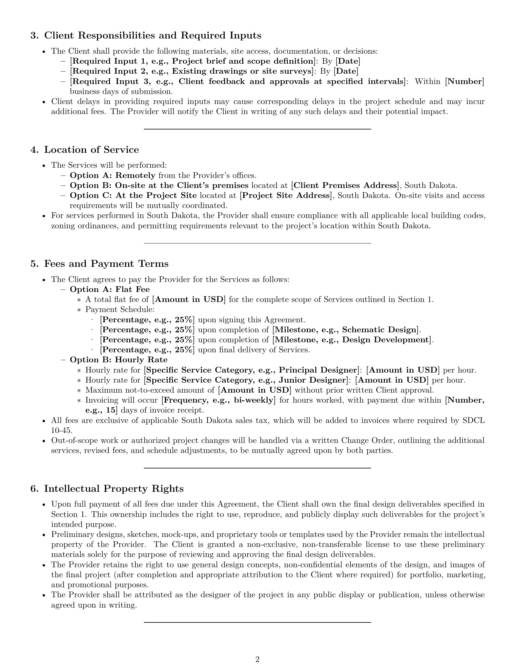 Preview page 2 of Pro South Dakota design service contract template