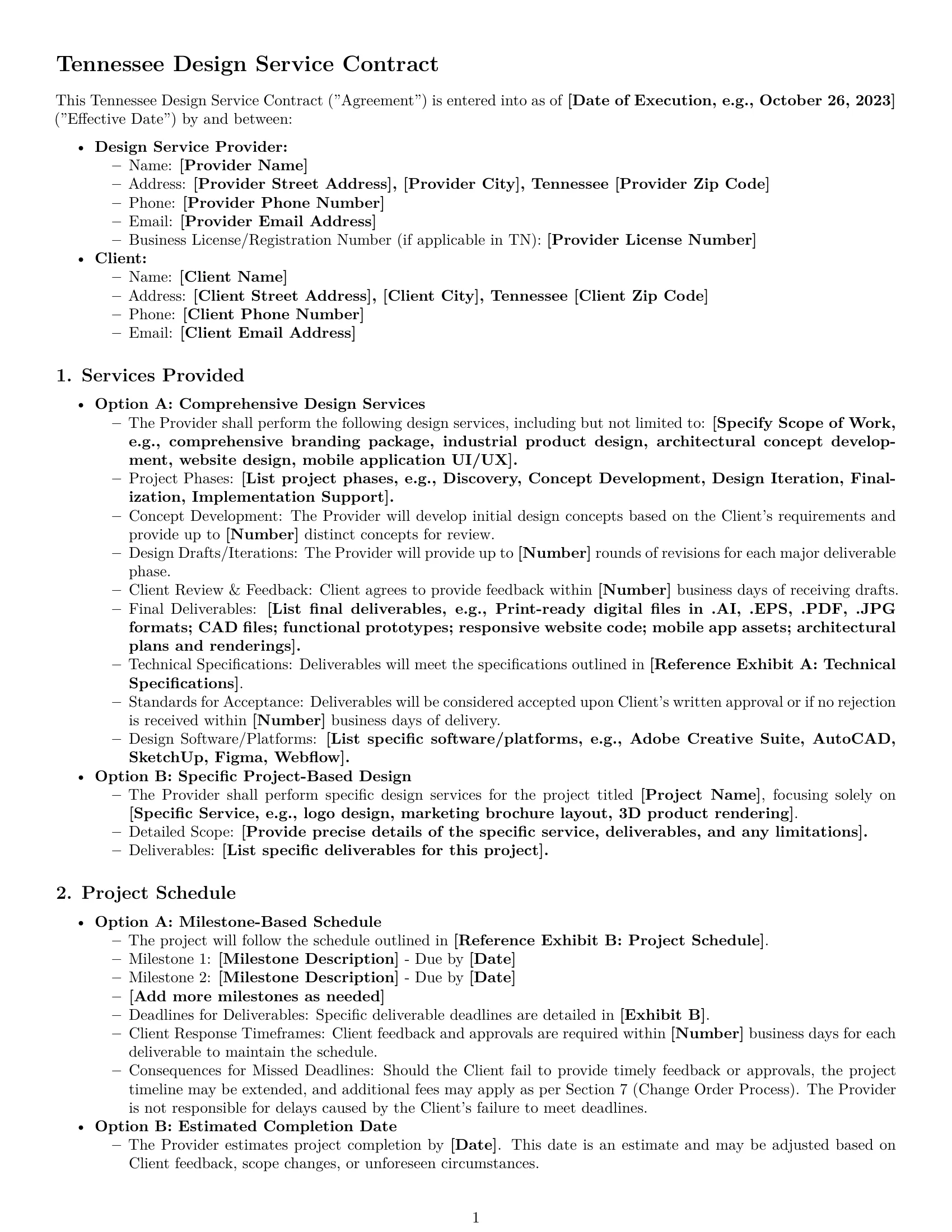Preview page 1 of Pro Tennessee design service contract template