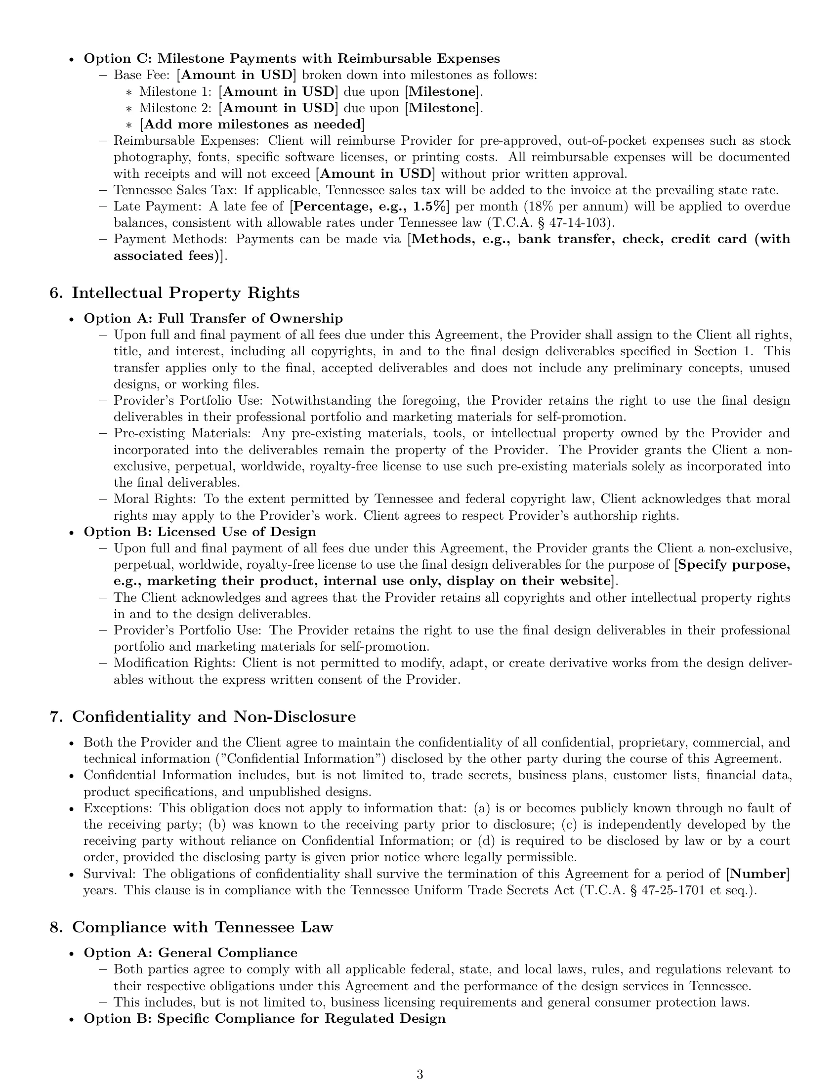Preview page 3 of Pro Tennessee design service contract template