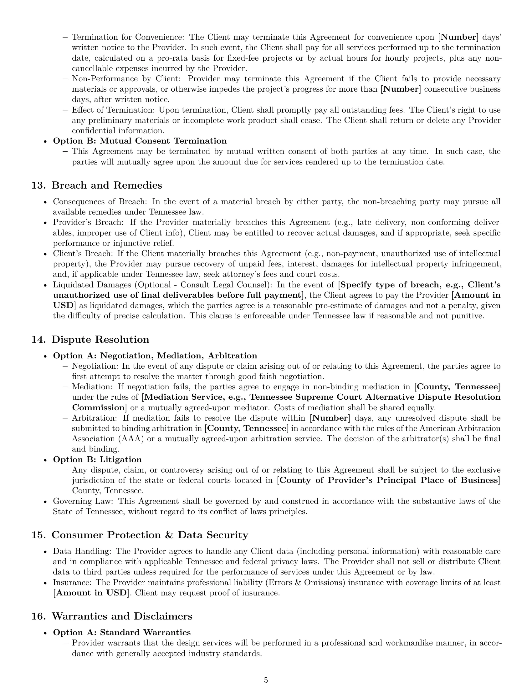 Preview page 5 of Pro Tennessee design service contract template