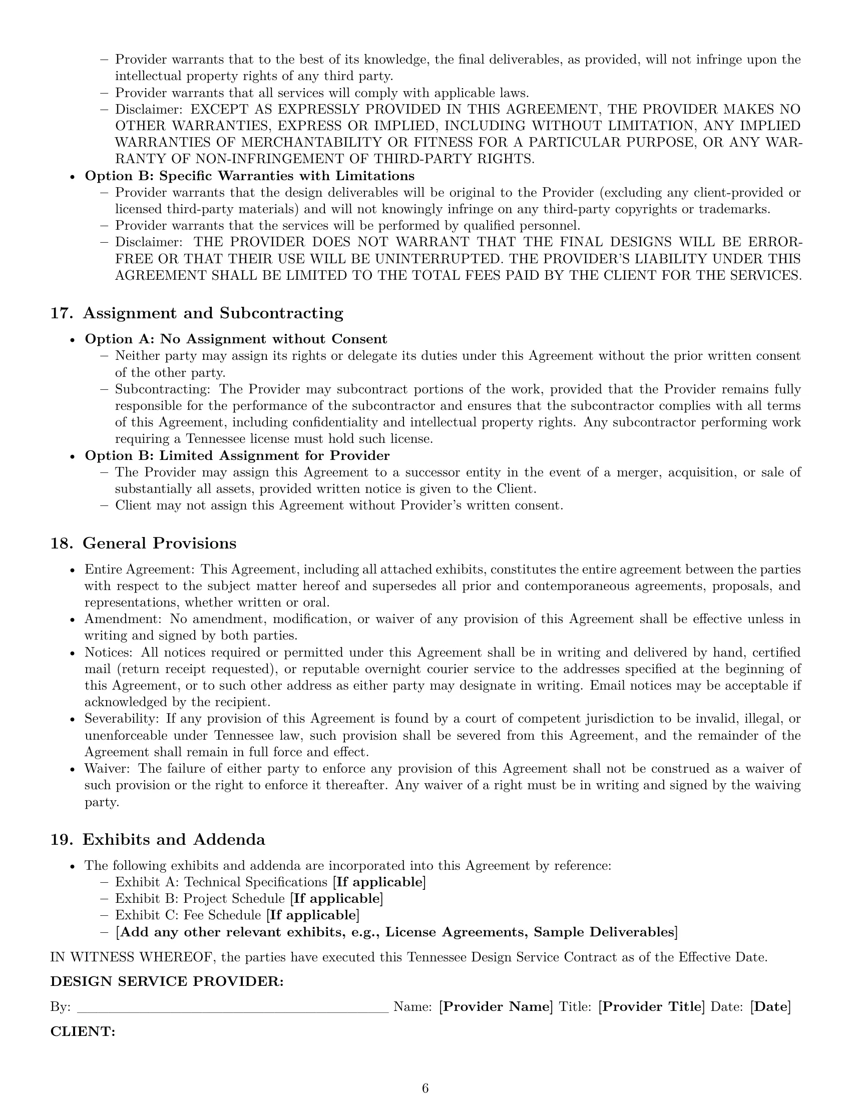 Preview page 6 of Pro Tennessee design service contract template